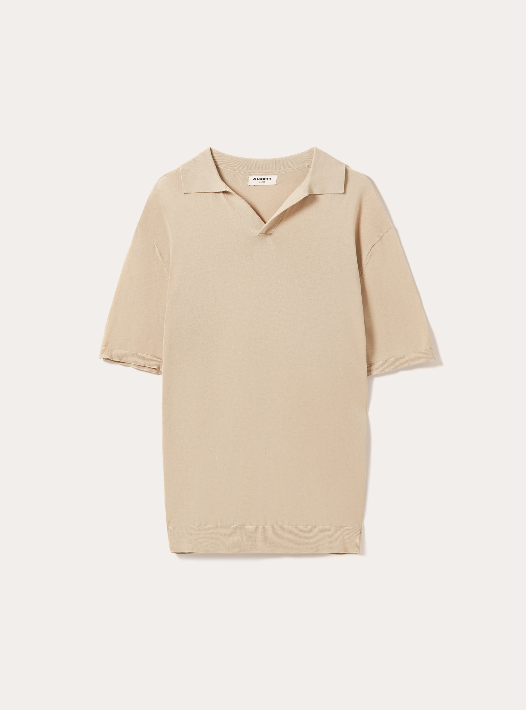 Pullover con collo polo, BG3 BEIGE LIGHT