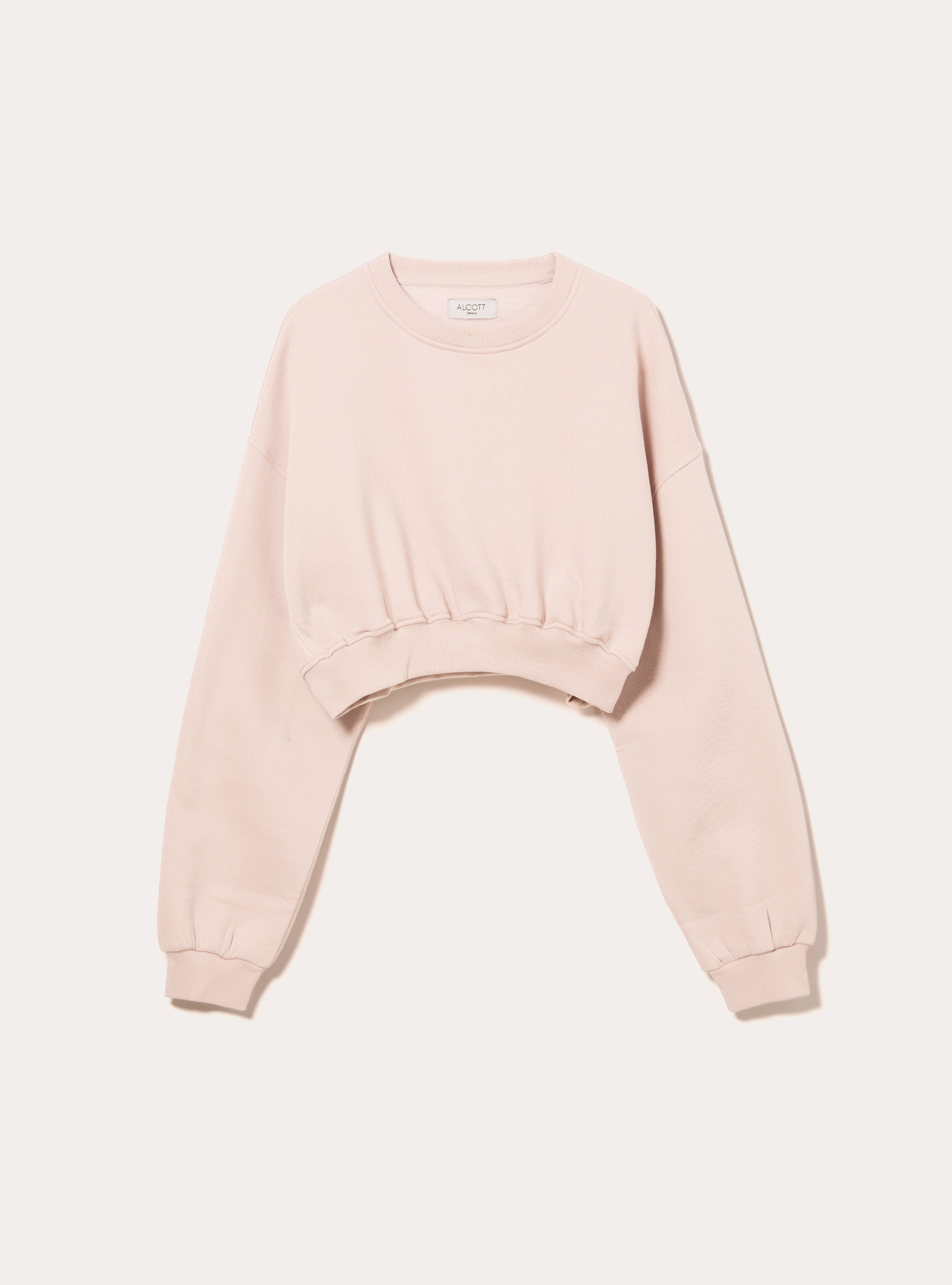 Sudadera de algodón con cuello redondo y corte cropped, PK2 PINK MEDIUM