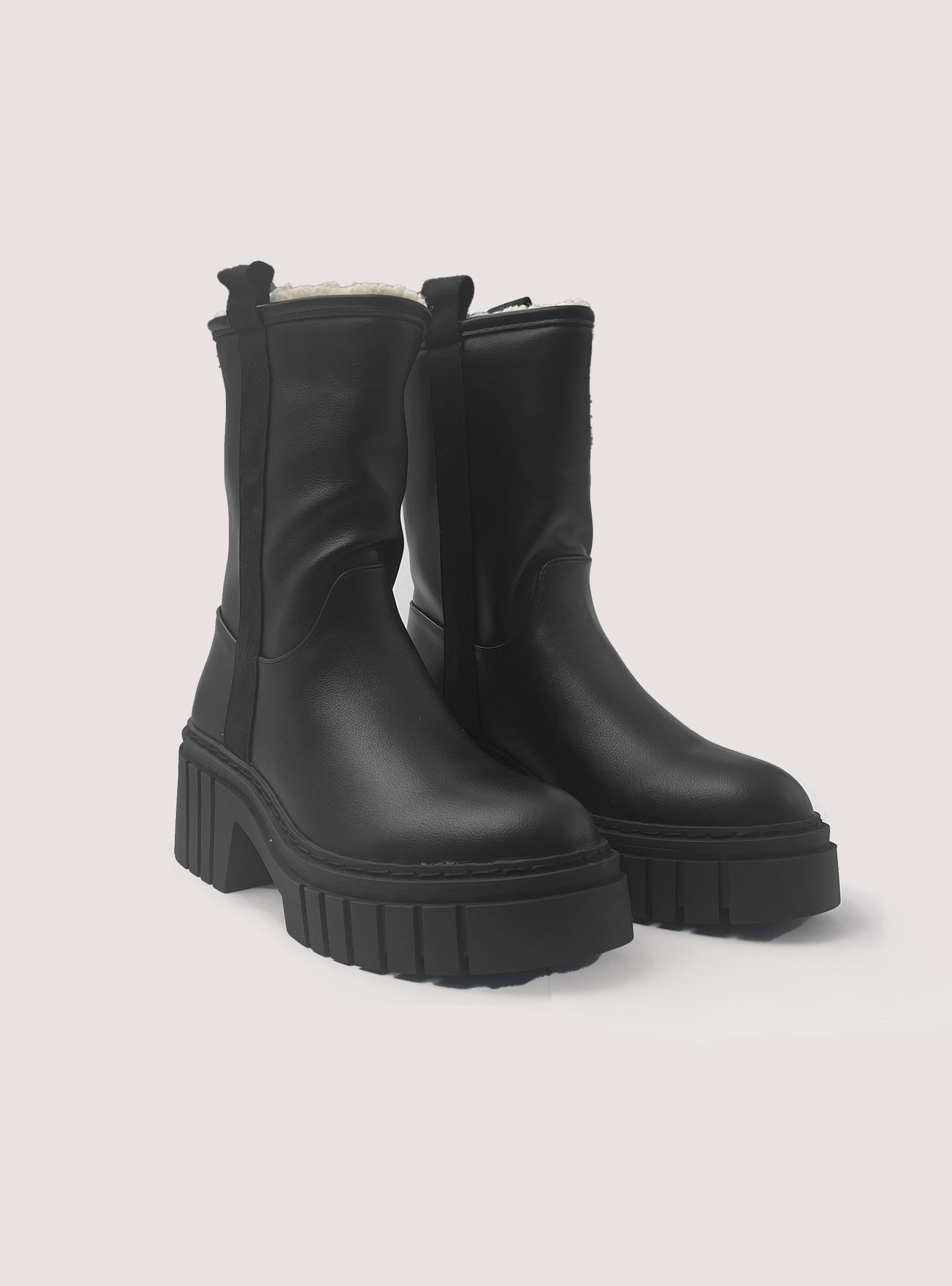 Stivaletti con sherpa, BK1 BLACK