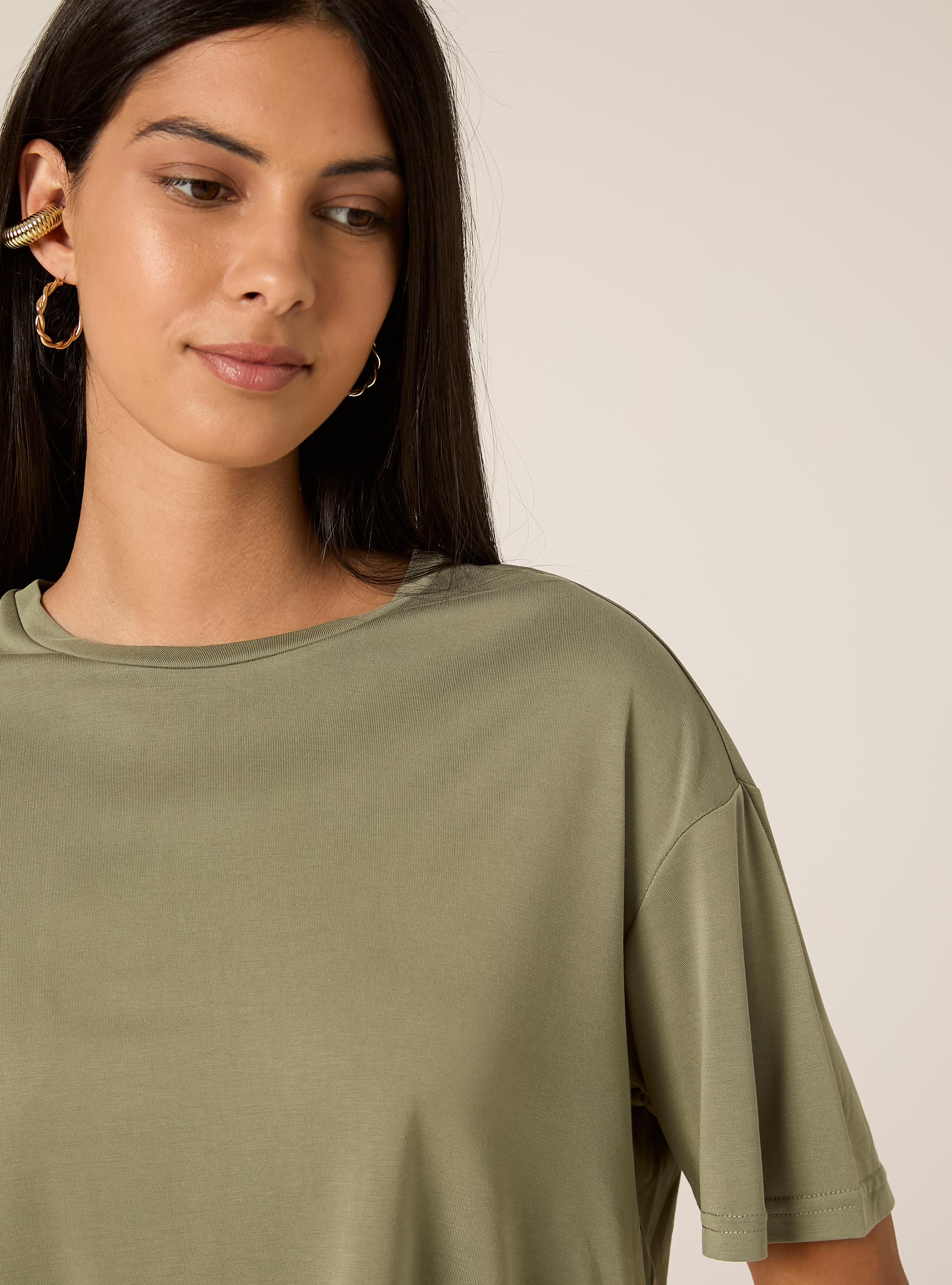 Gek&uuml;rztes T-Shirt mit weichem Griff, KY2 KAKY MEDIUM