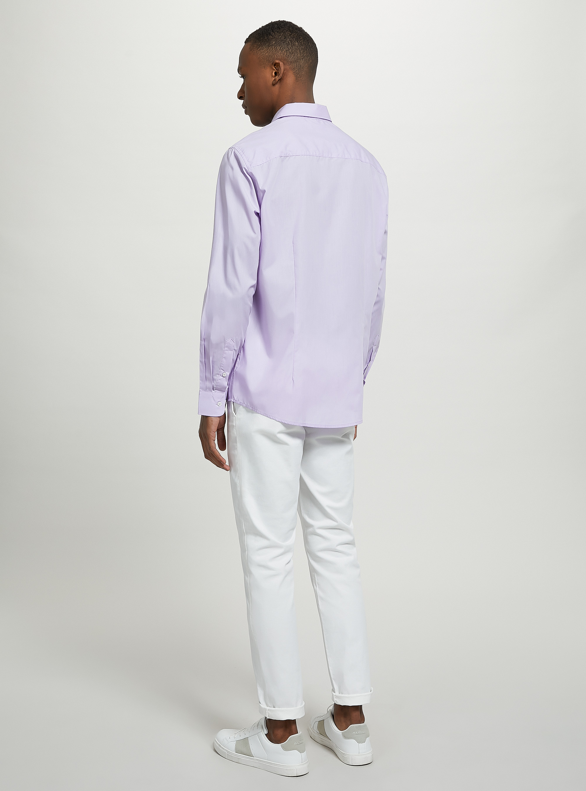 Plain-coloured long-sleeved shirt, LC1 LILLAC DARK