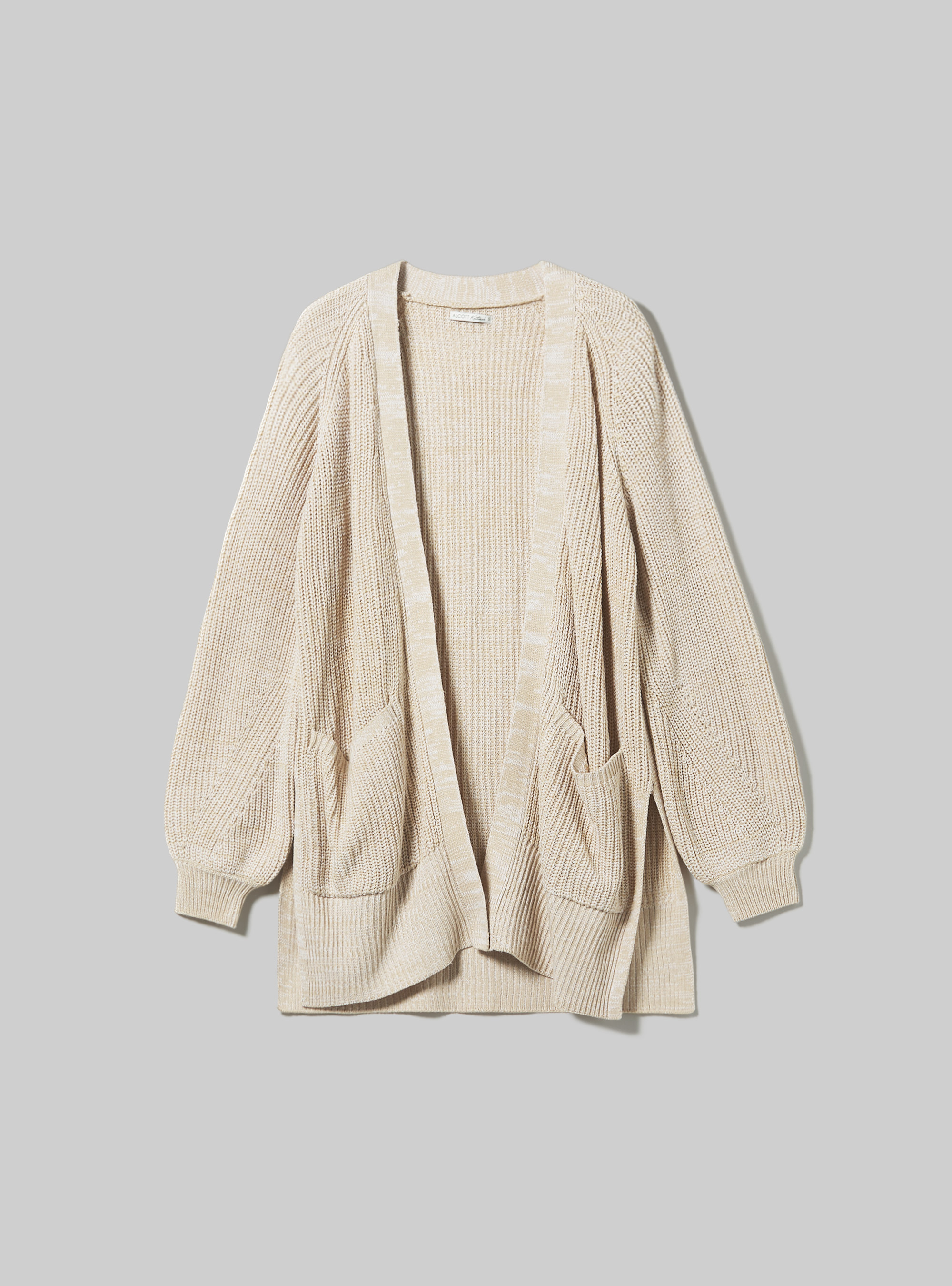 Cardigan lungo con tasche, C0577 SAND