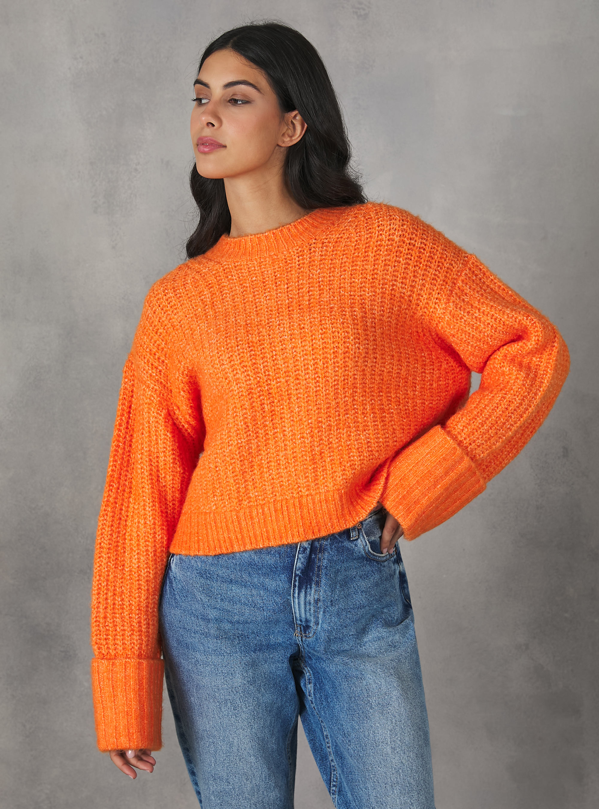 English rib cropped pullover, OR3 ORANGE LIGHT