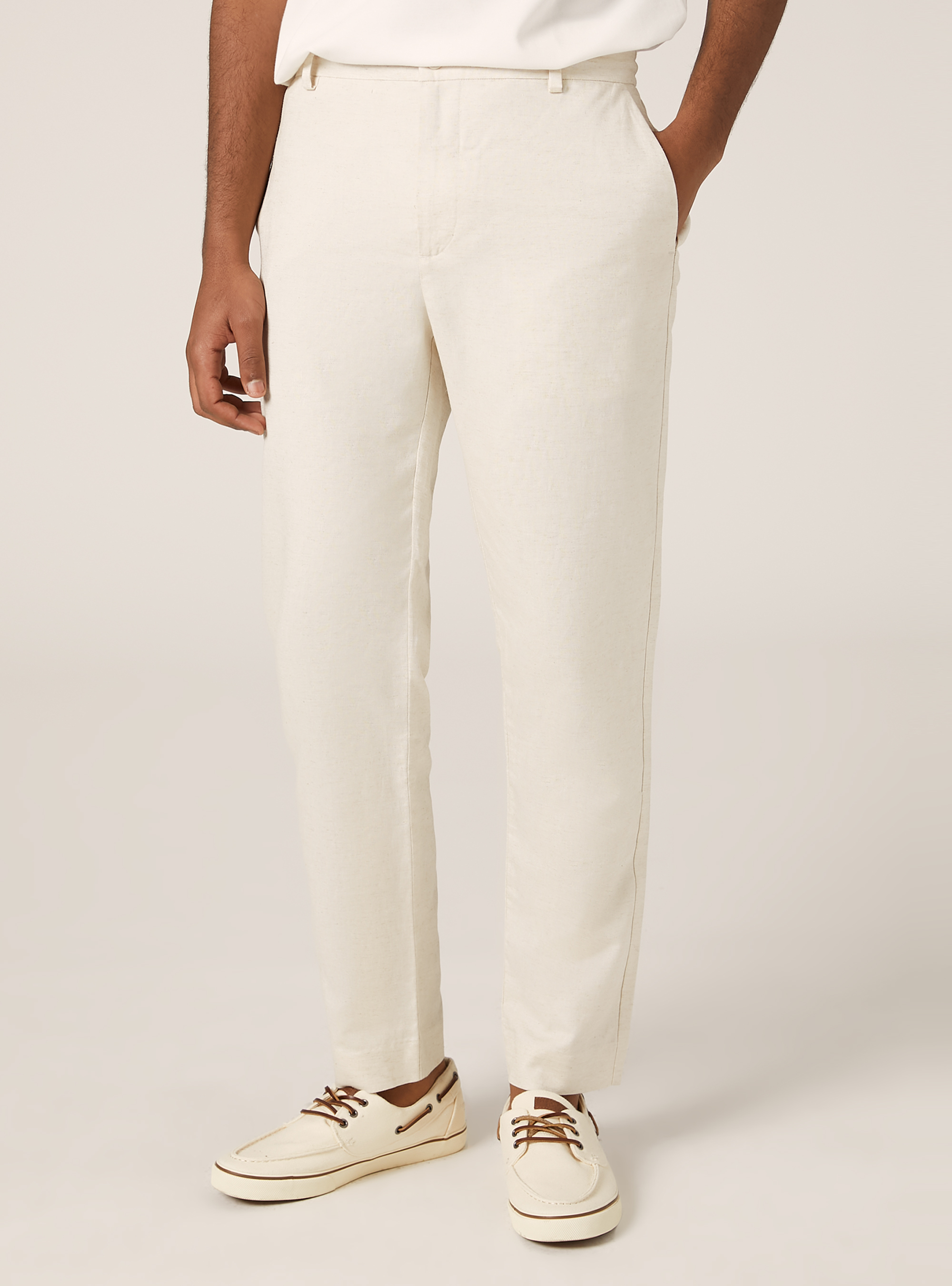 Linen blend chinos, MBG3 BEIGE MEL LIGHT