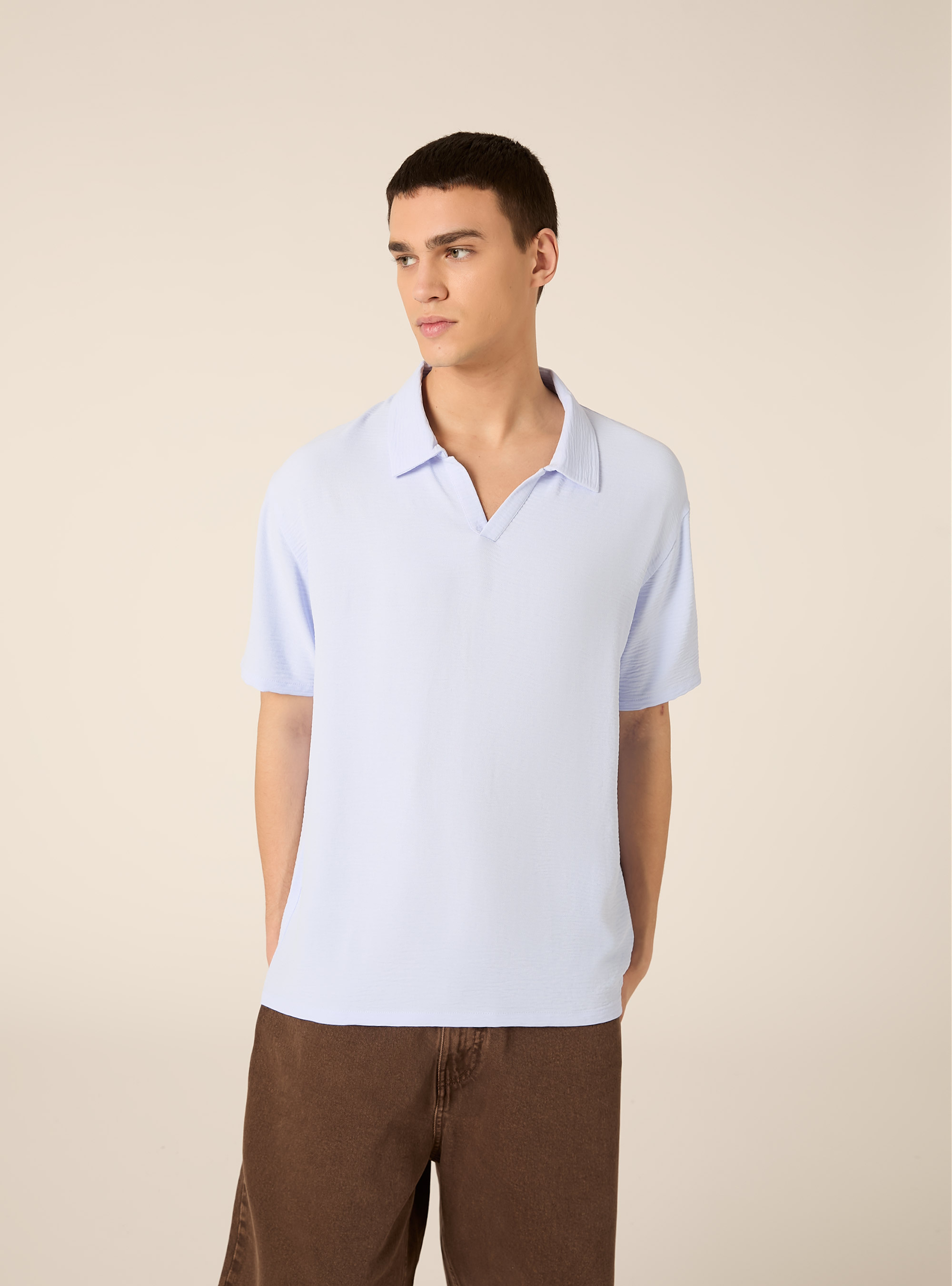 Polo basica in crepe, AZ1 AZURE DARK