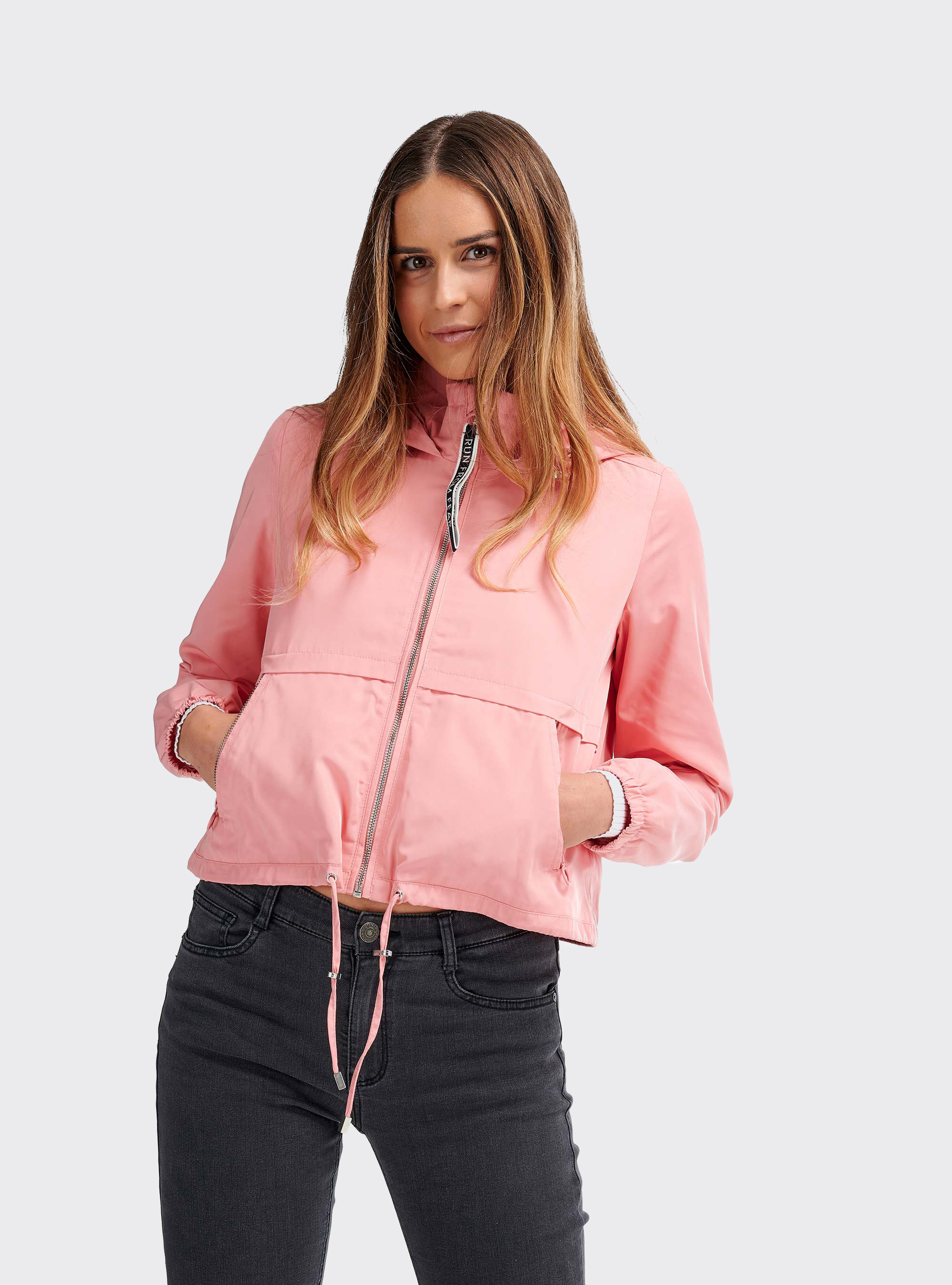 Giubbino crop con cappuccio, ROSA
