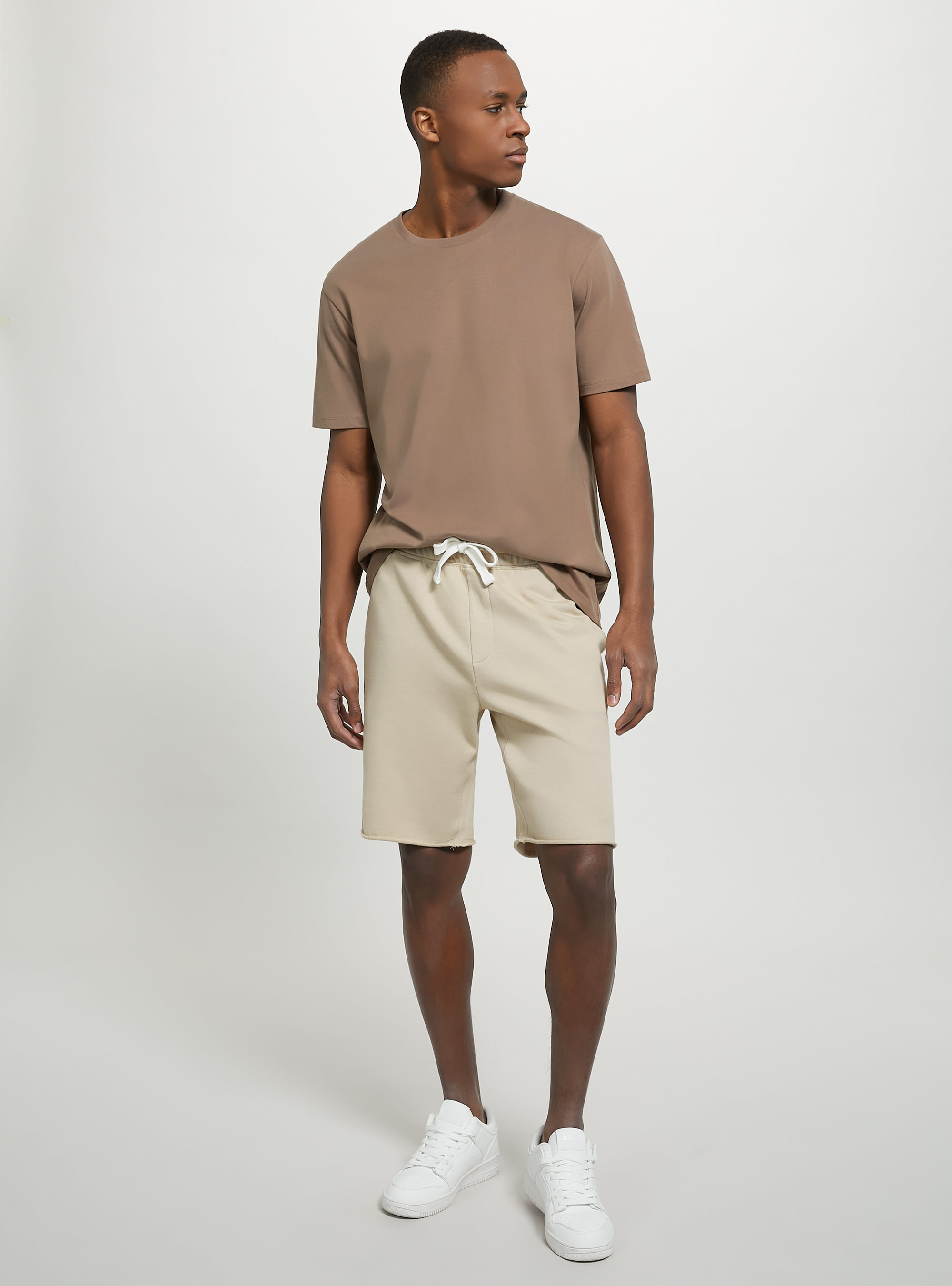 Bermuda jogger in cotone, BG3 BEIGE LIGHT
