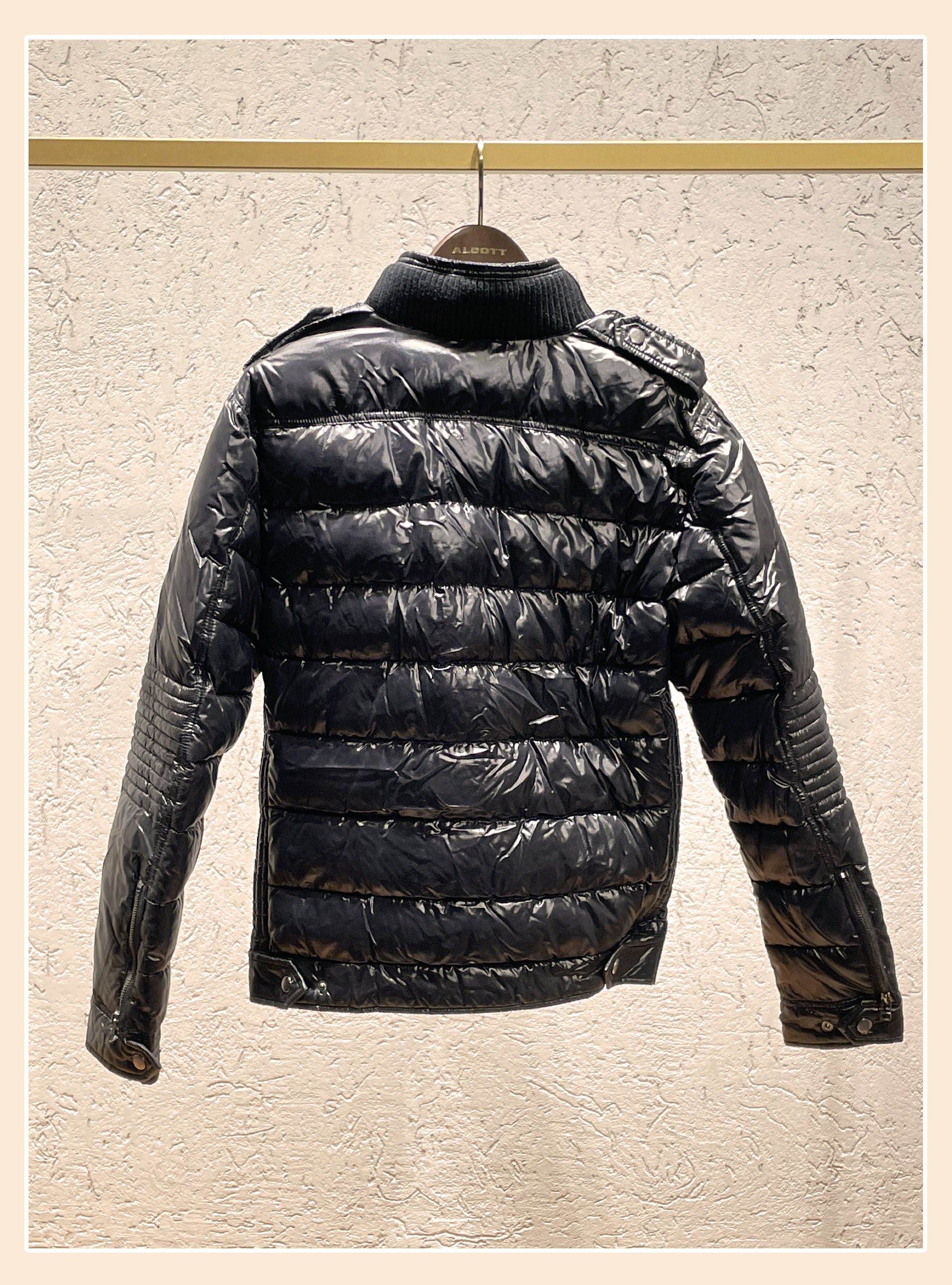 Giubbotto imbottito con collo in maglia, BLACK