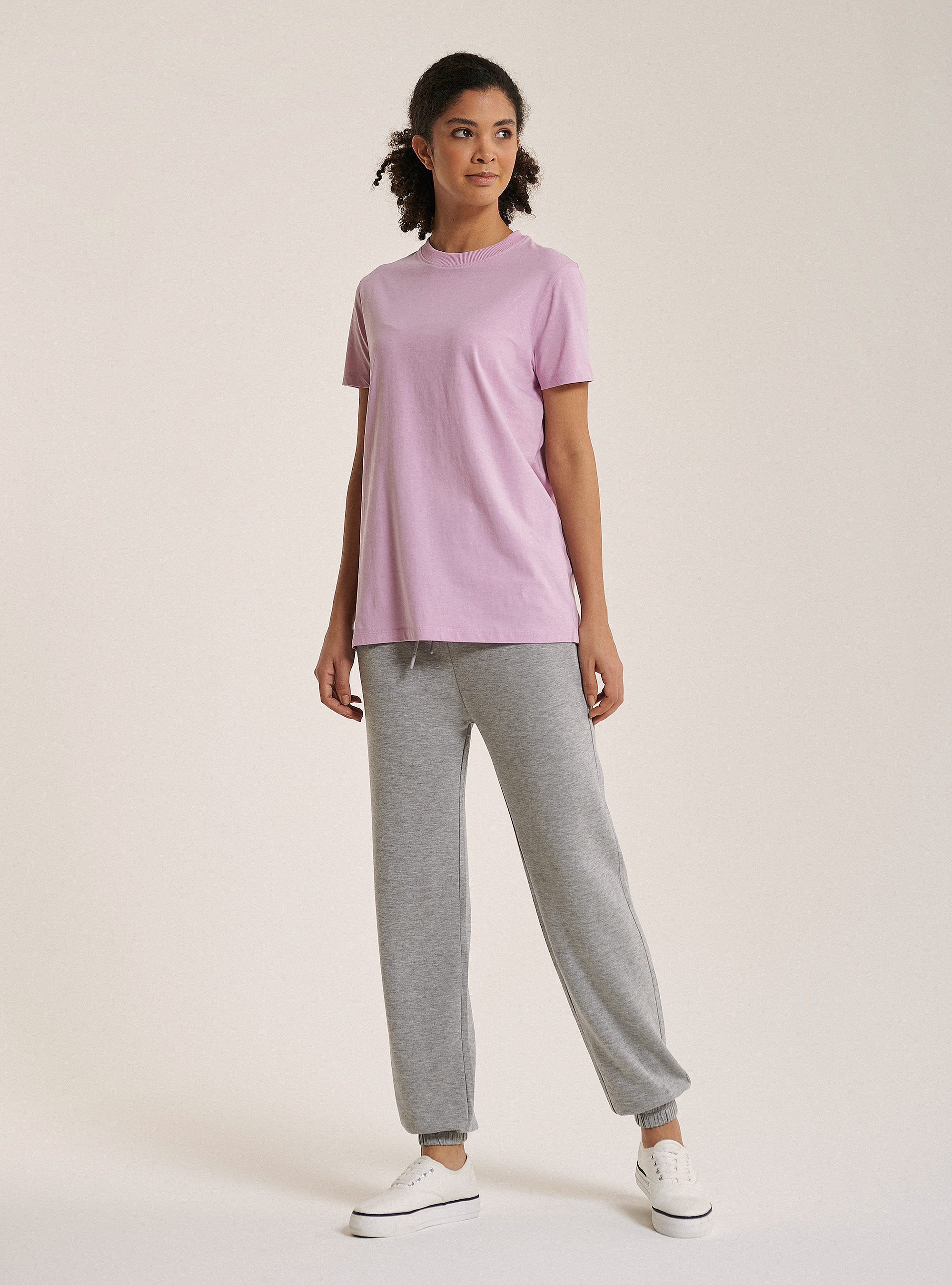 Essential plain combed cotton T-shirt, C3303 LILLAC