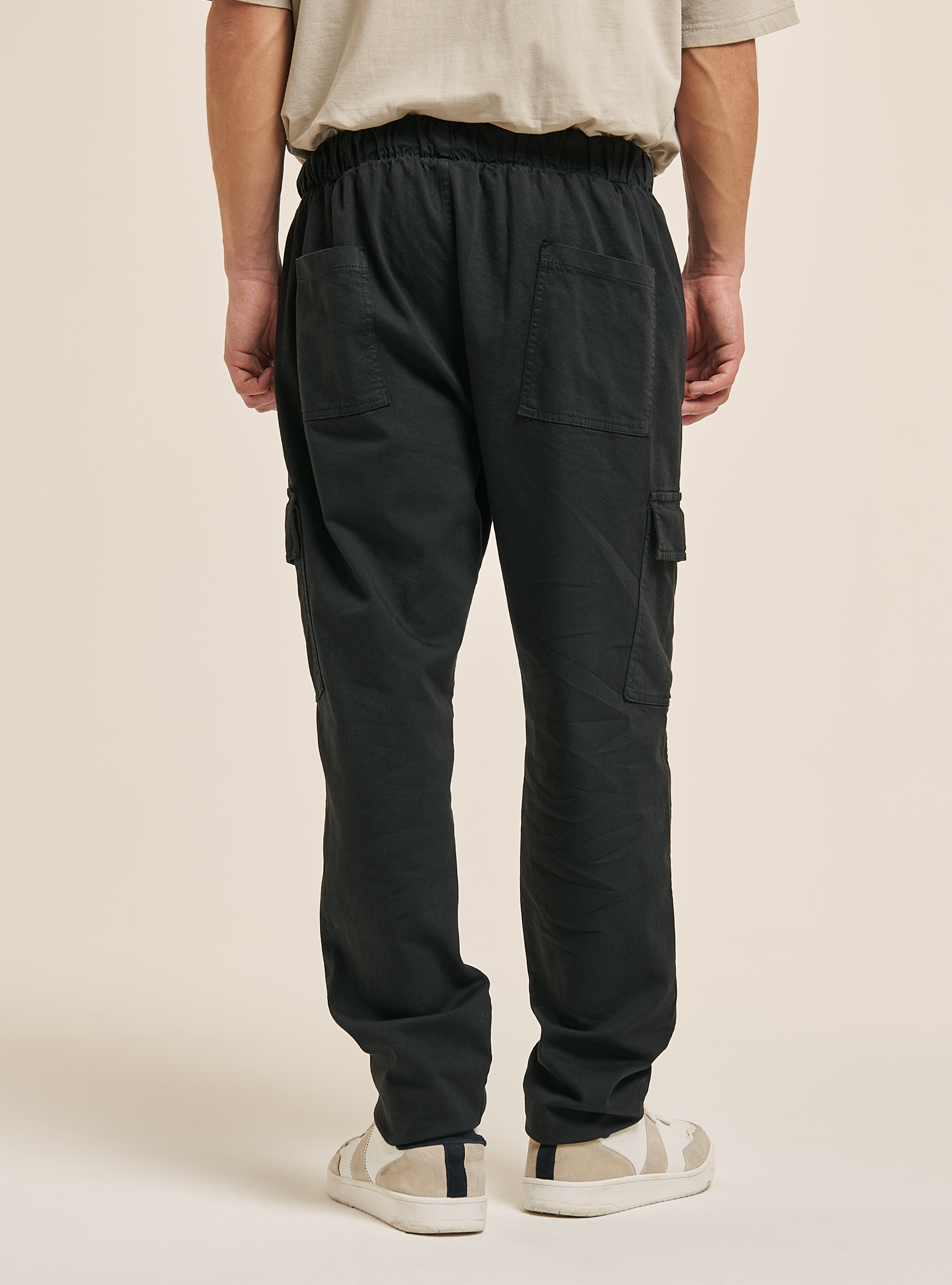 Trousers with elastic, BLACK