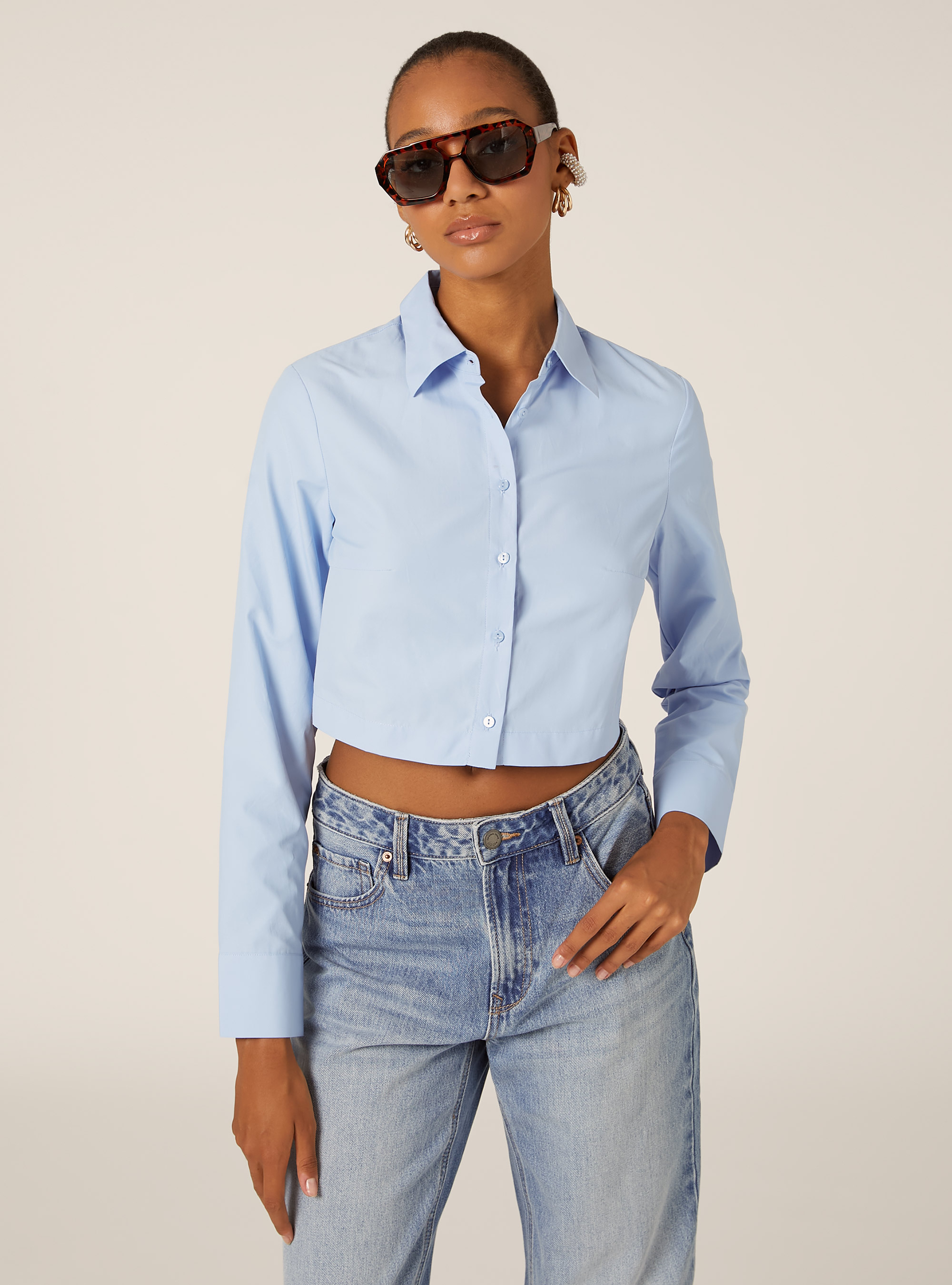 Camisa corta de popelín, AZ3 AZURE LIGHT