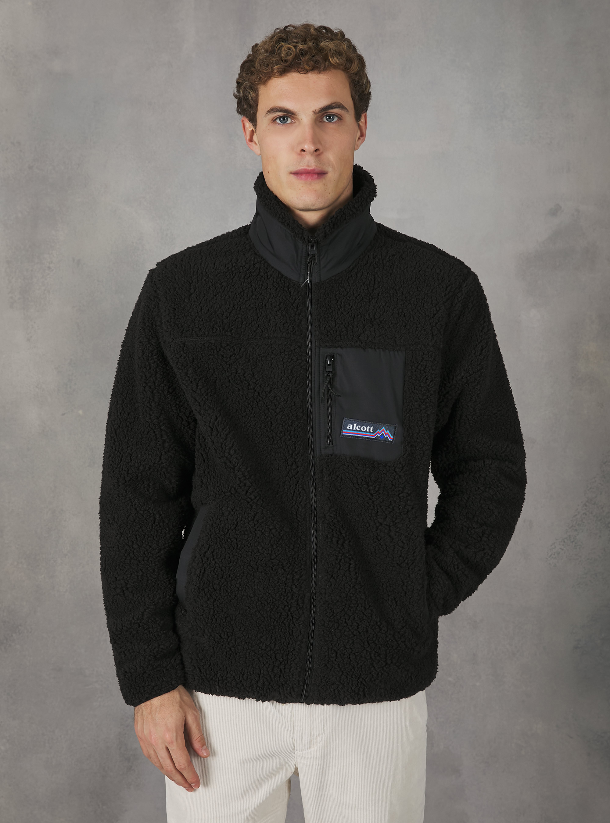 Teddy jacket with fleece lining, BK1 BLACK