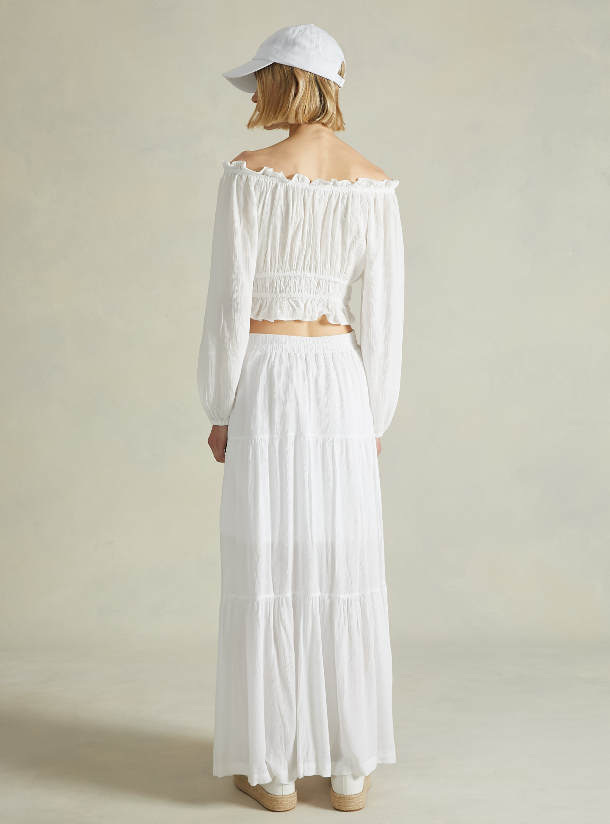 Boho long skirt, WH2 WHITE