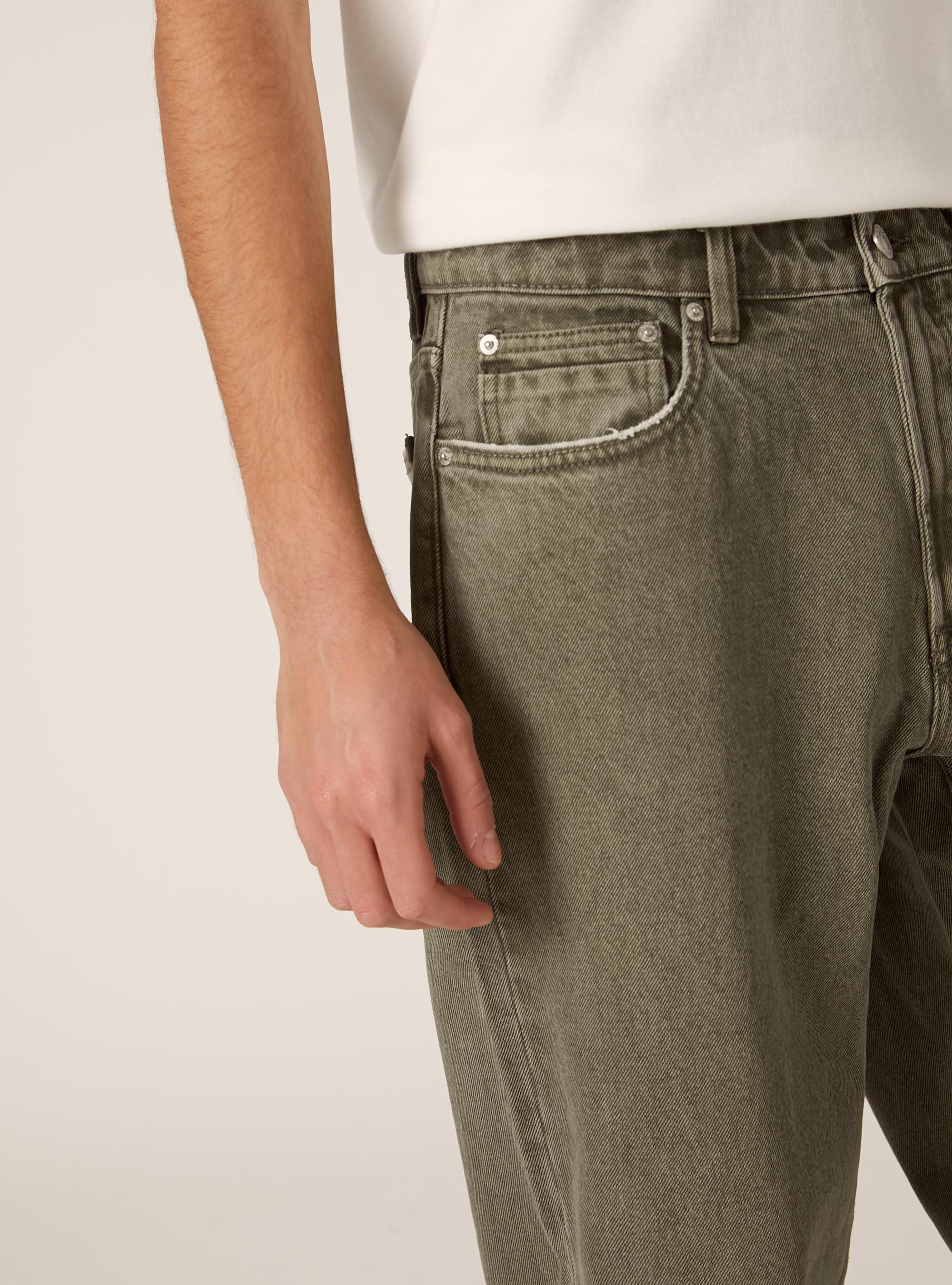 Coloured denim straight fit trousers, KY2 KAKY MEDIUM