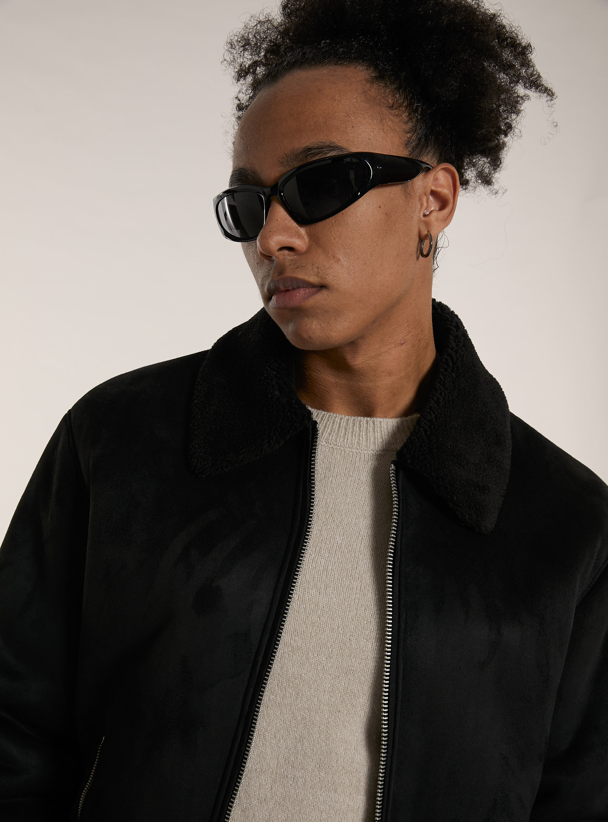 Montone effetto suede, BK1 BLACK