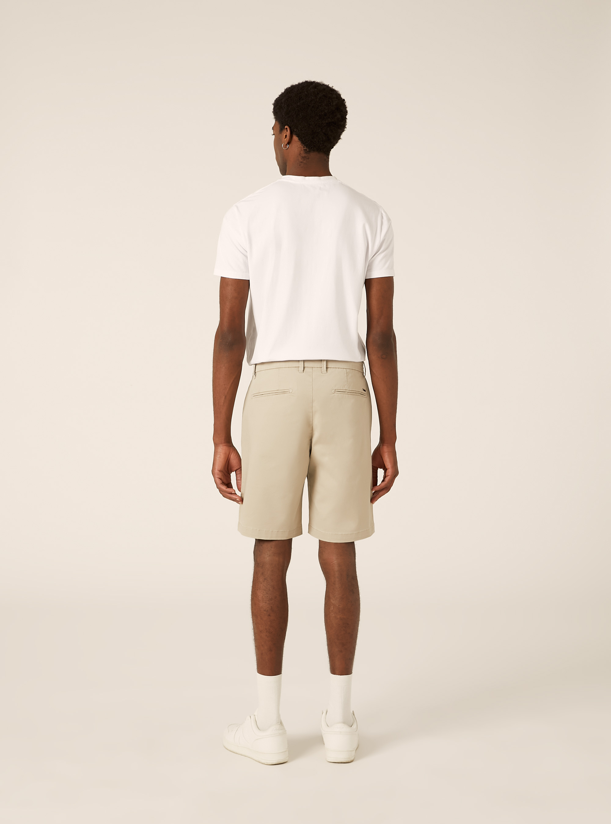 Bermuda in twill elasticizzato basico, BG2 BEIGE MEDIUM
