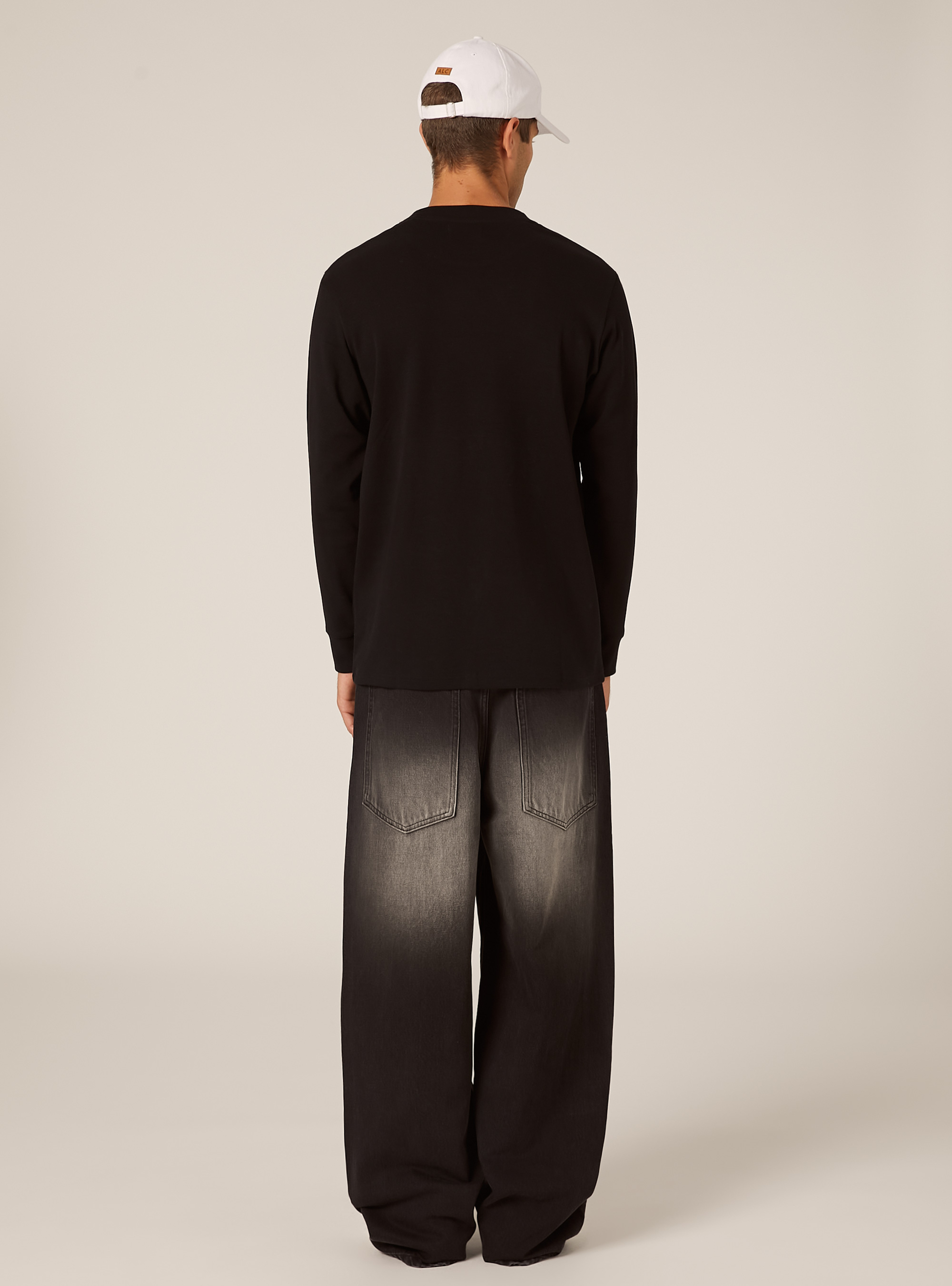 Long-sleeved cotton T-shirt, BK1 BLACK