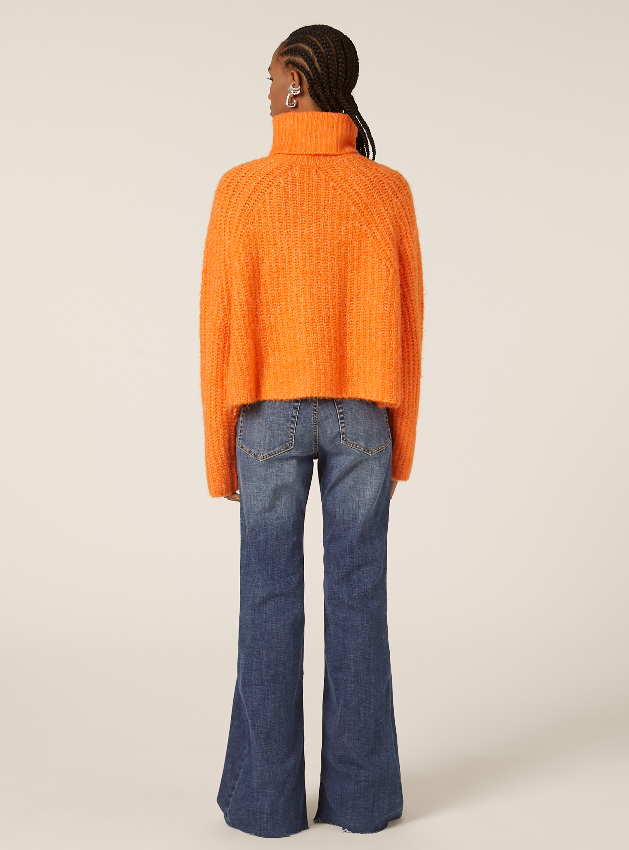 Pullover mit englischem Rippstrick und hohem Kragen, OR3 ORANGE LIGHT