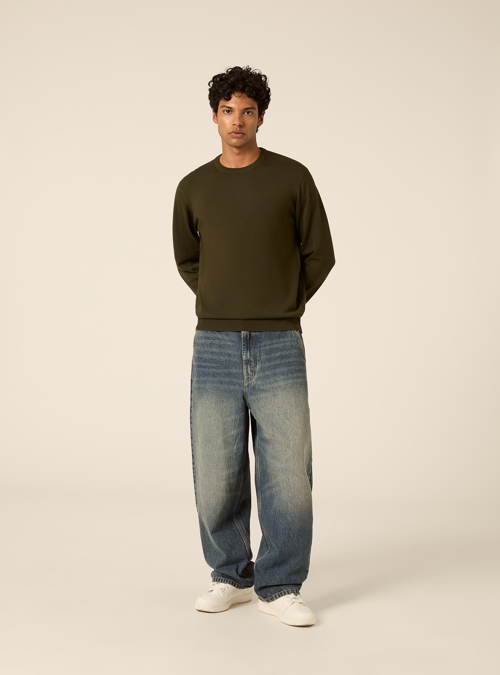 Pullover girocollo in viscosa, KAKY SCURO