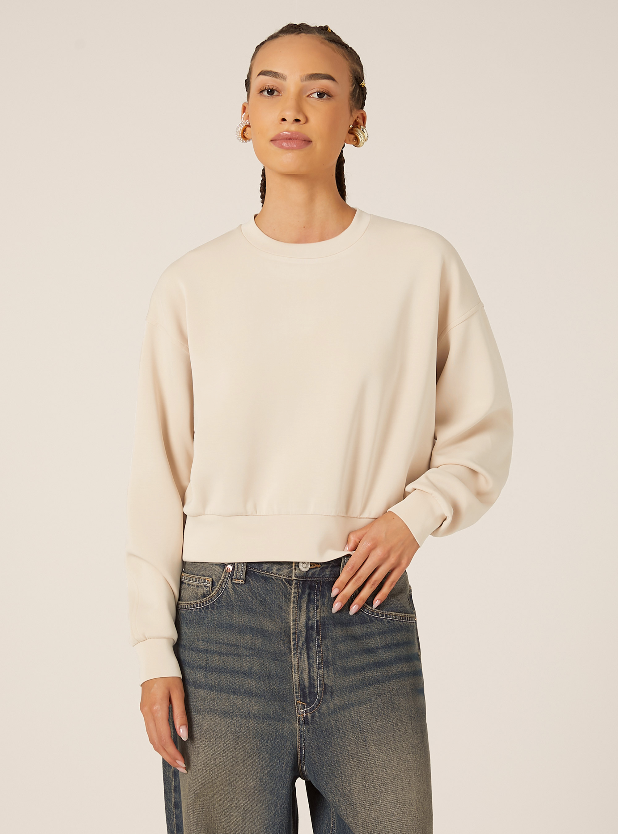 Soft touch sweatshirt, CR3 CREAM LIGHT