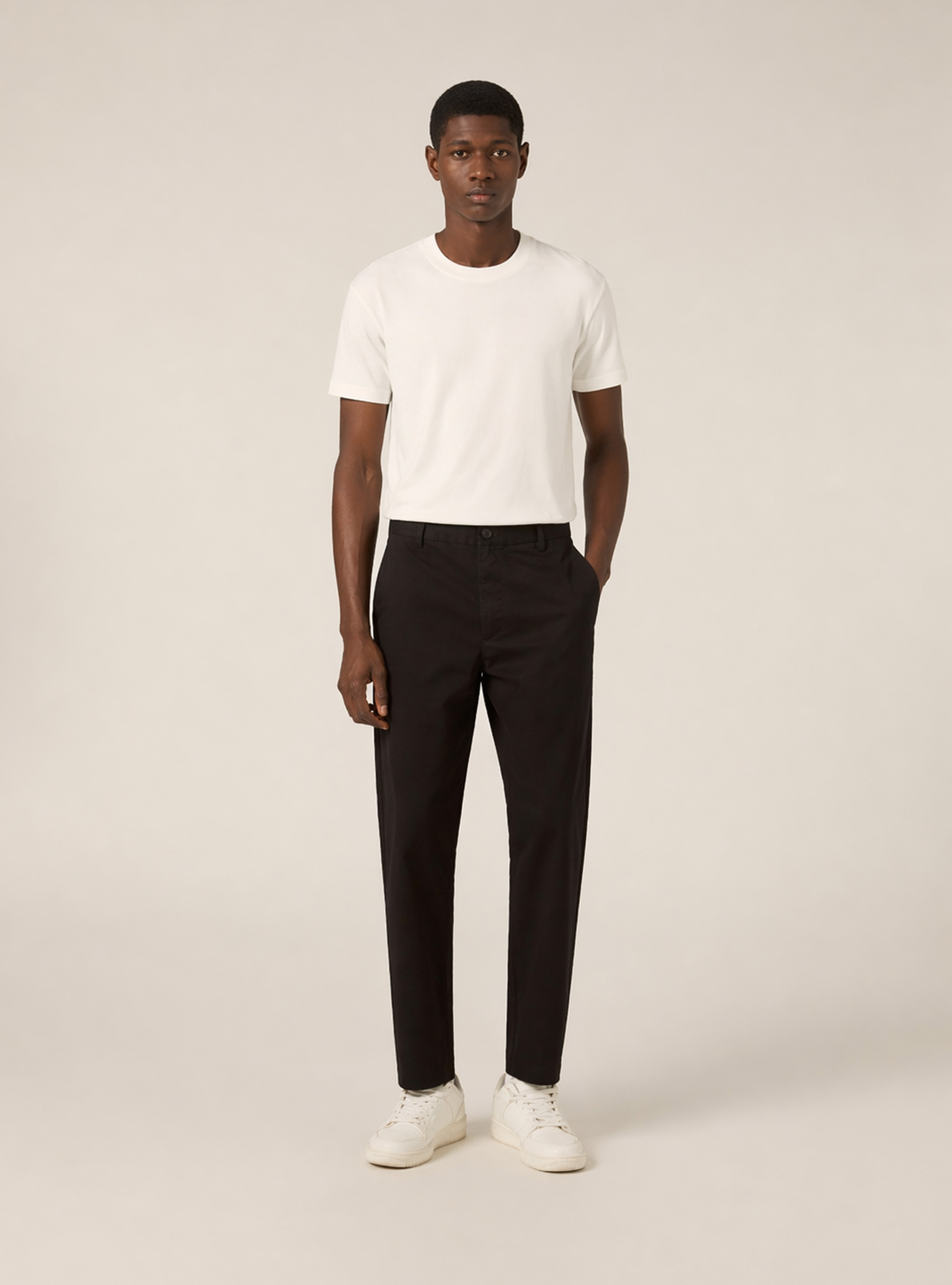 Pantalon chino slim fit en twill stretch, BK1 BLACK