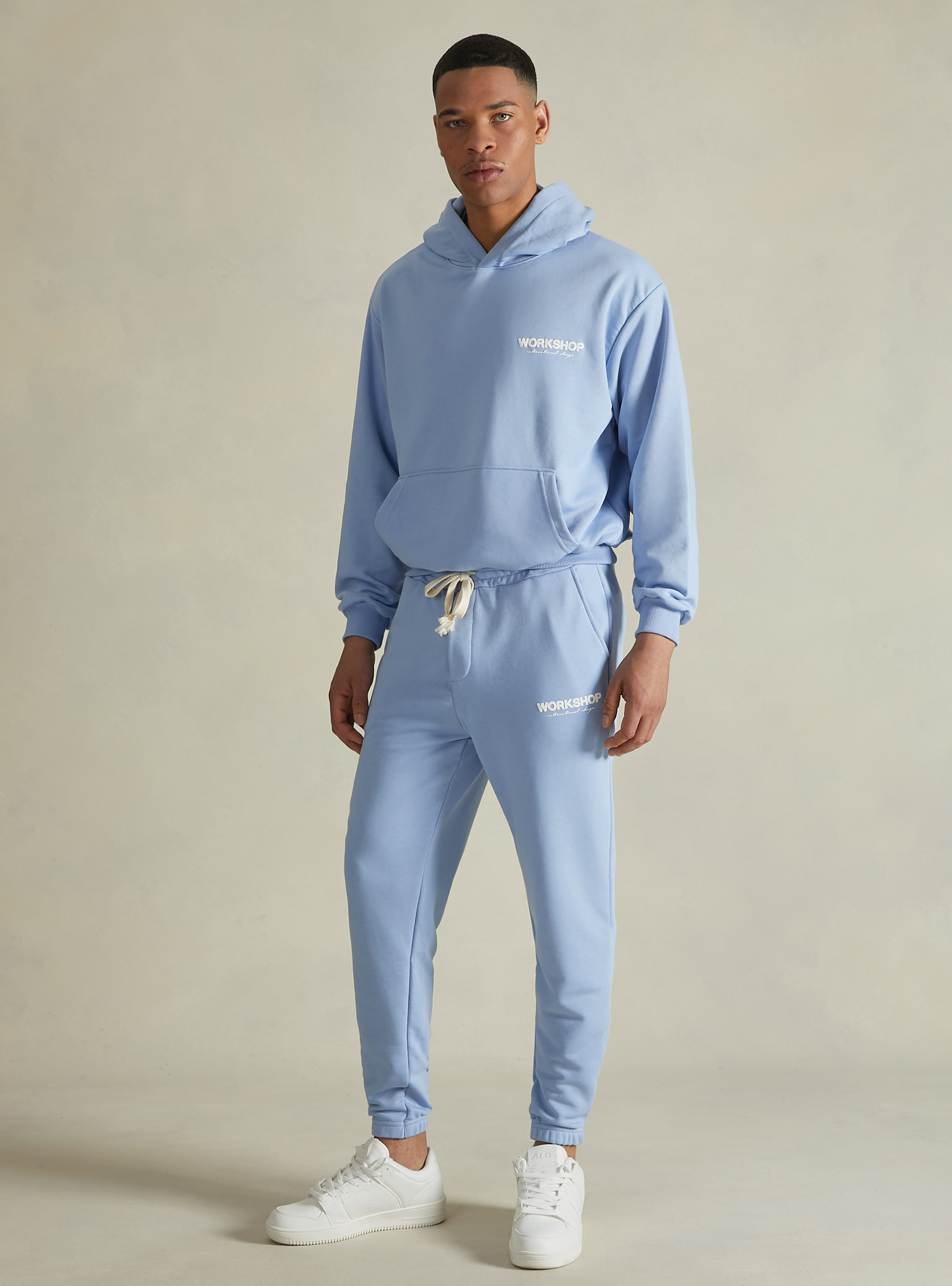 Boxy fit sweatshirt with Workshop print, AZ3 AZURE LIGHT