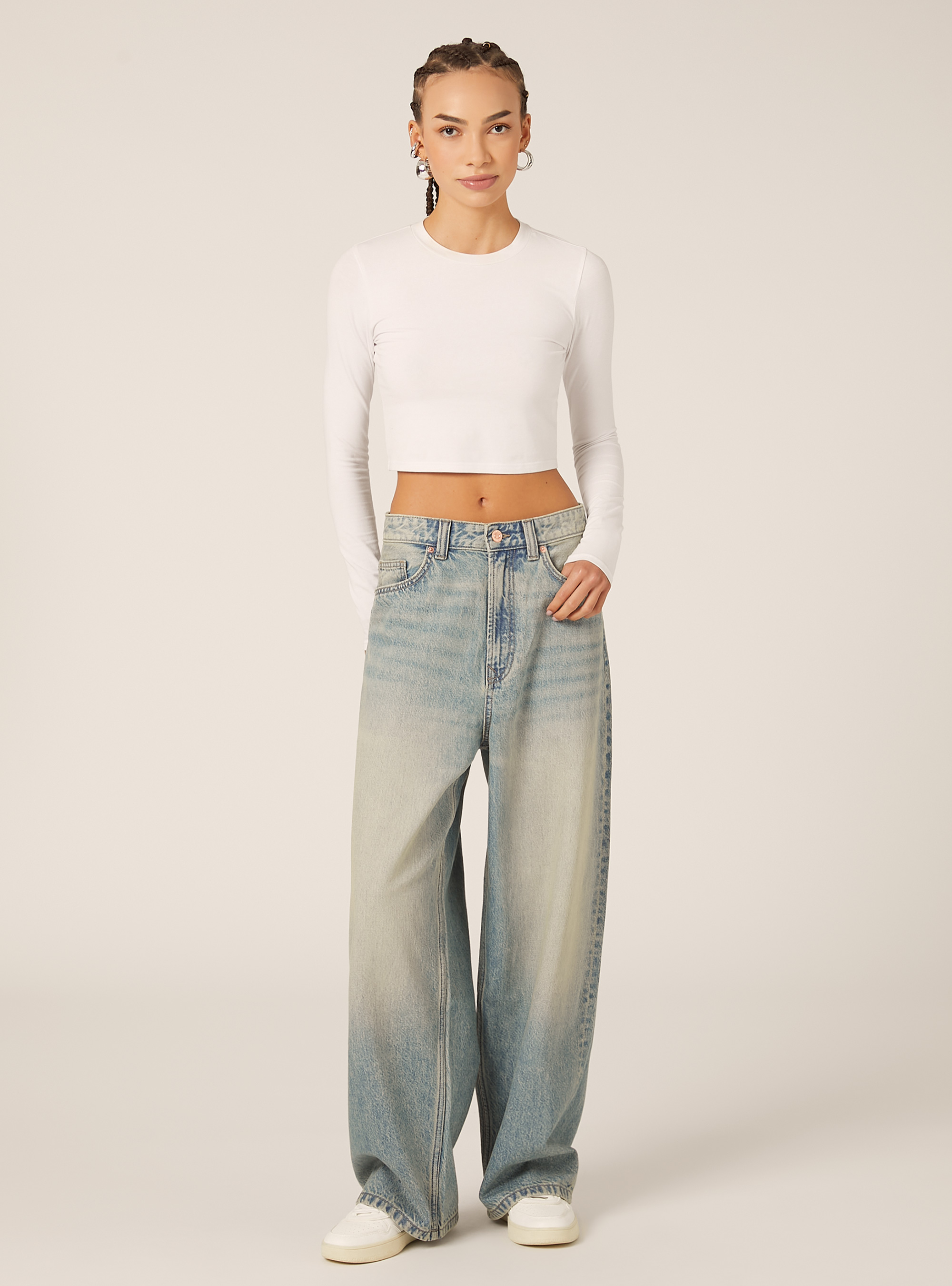 Super baggy fit jeans, D201 AZZURRE MED OVERDYE