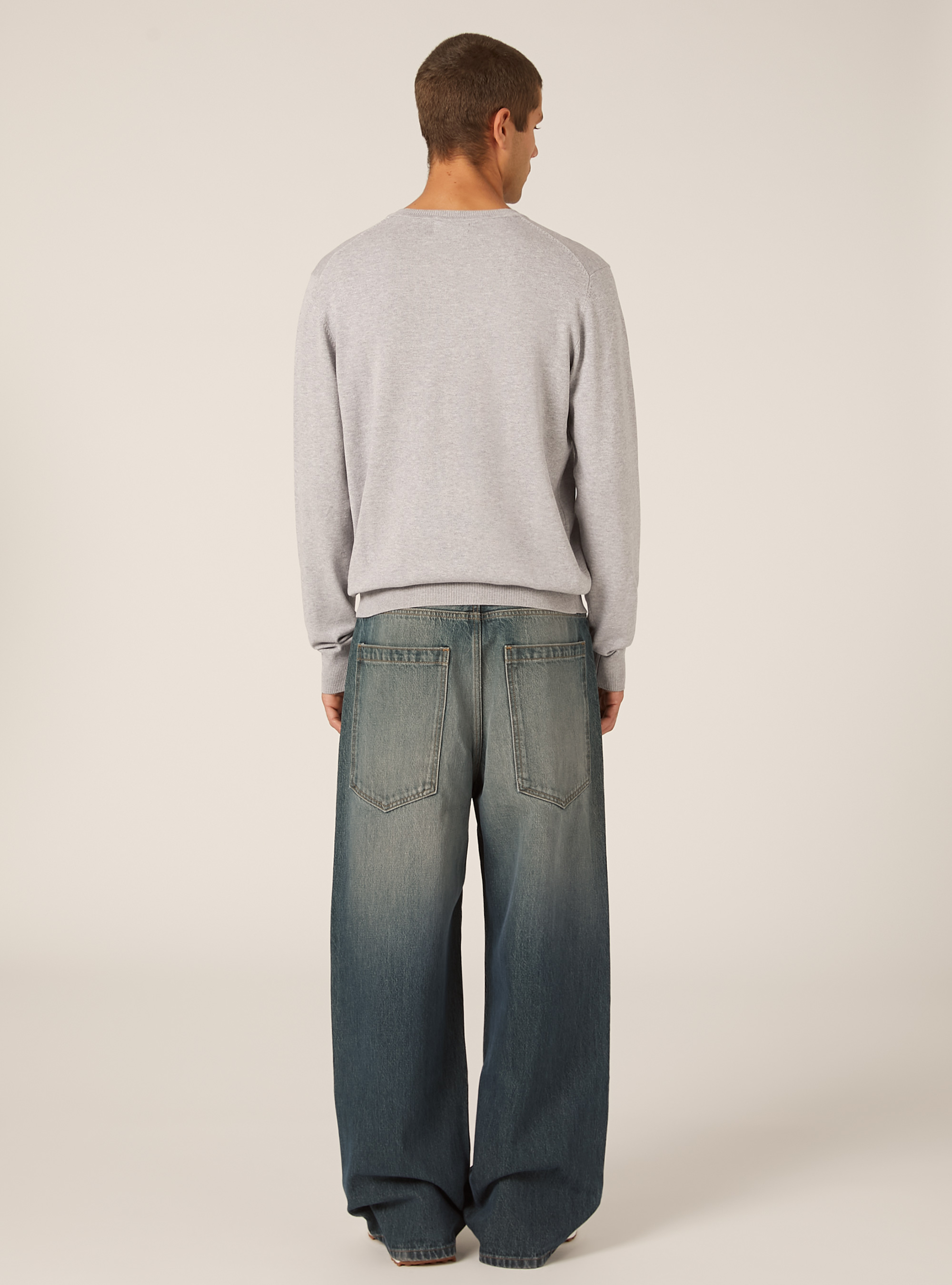 Pullover con scollo a V in viscosa Ecovero, MGY2 GREY MEL MEDIUM