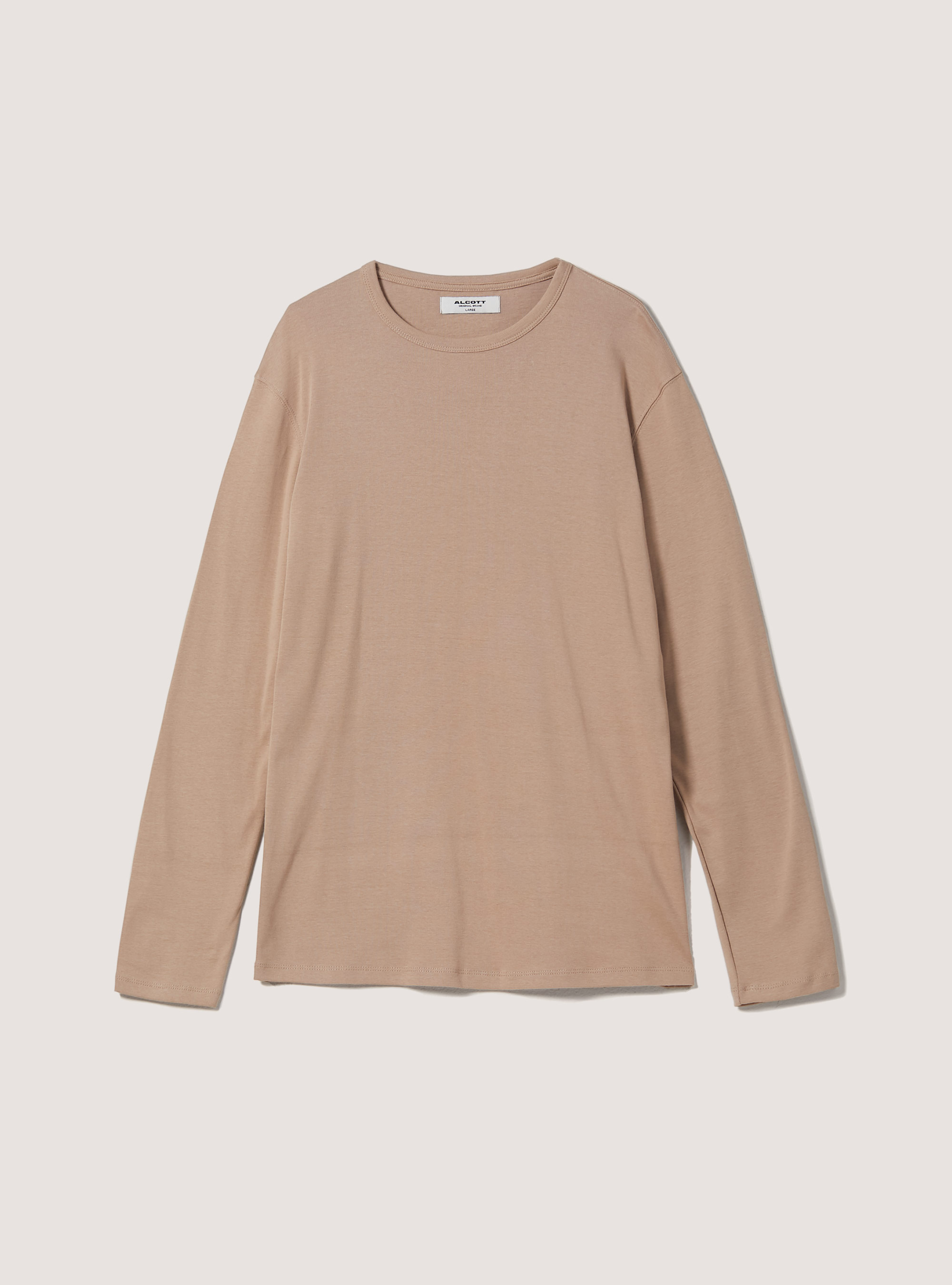 Maglietta a maniche lunghe in cotone, CAMELLO