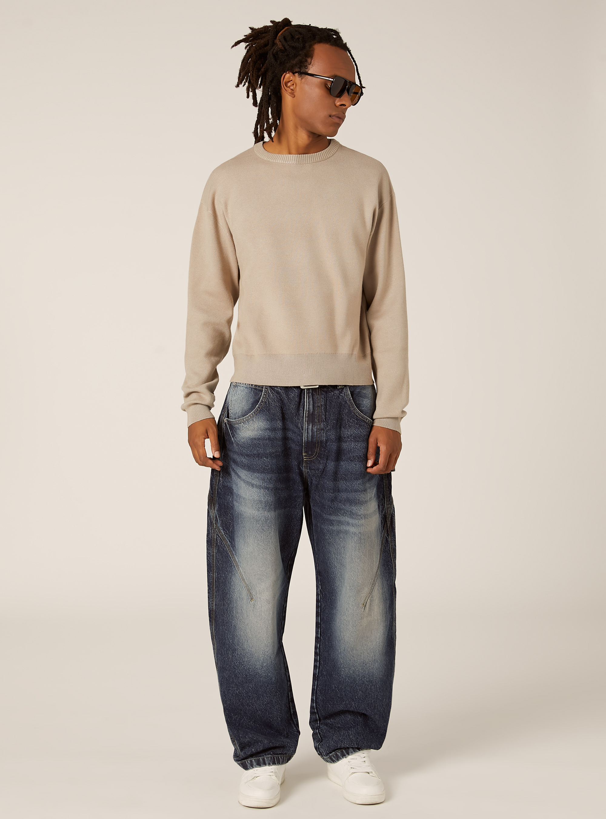 Jersey suave de corte cuadrado, BG2 BEIGE MEDIUM