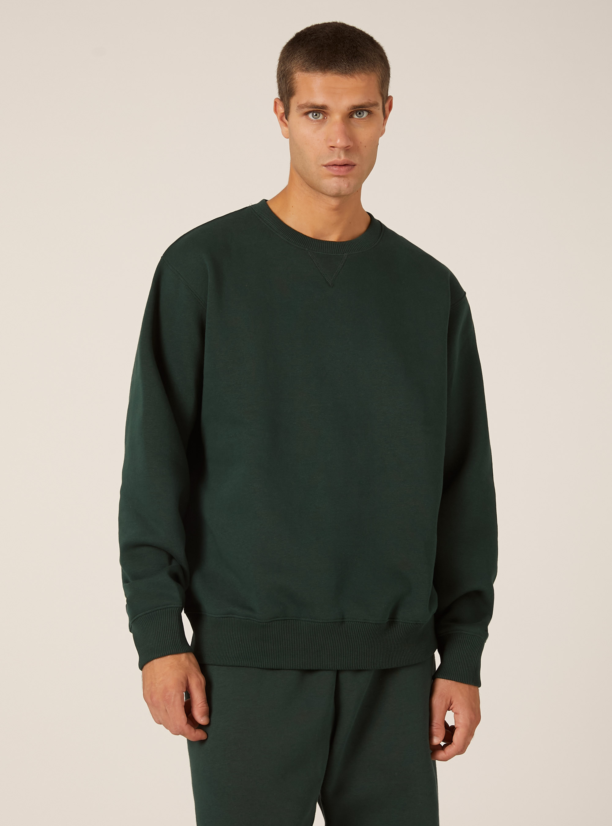 Solid color crew neck sweatshirt, GN1 GREEN DARK