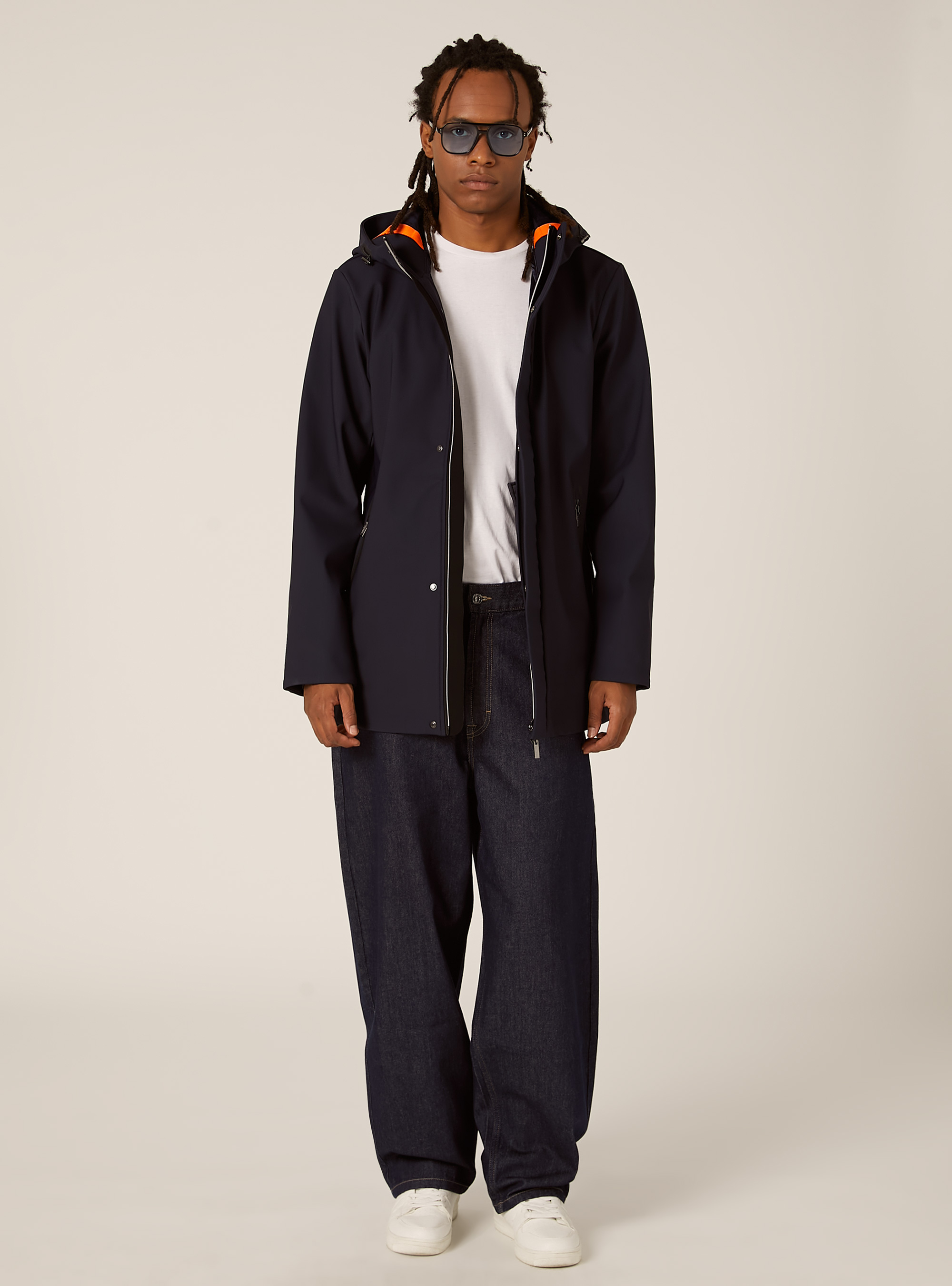 Technical fabric jacket with hood, NA1 NAVY DARK