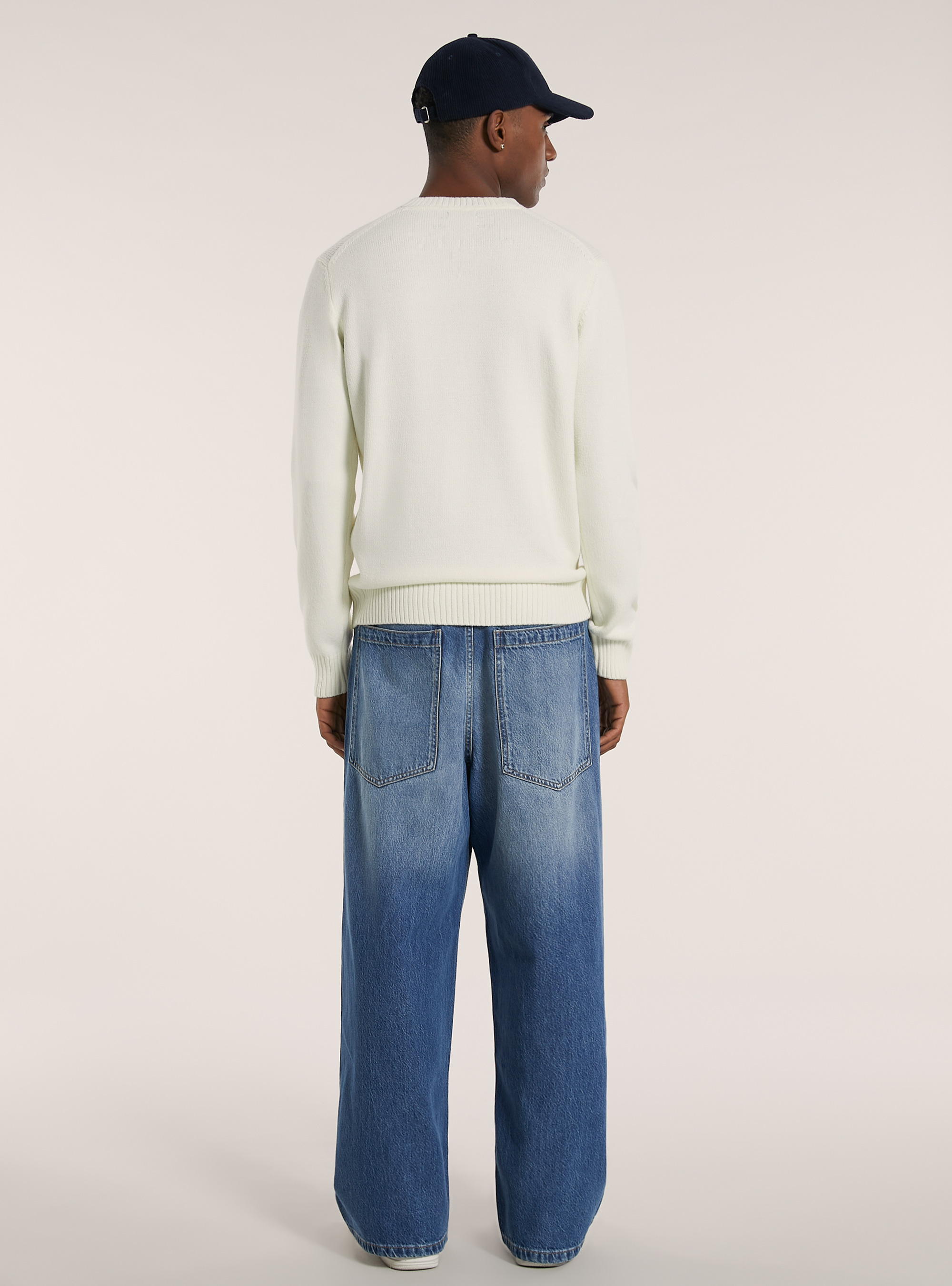 Cashmere like crew-neck pullover, WH1 OFF WHITE