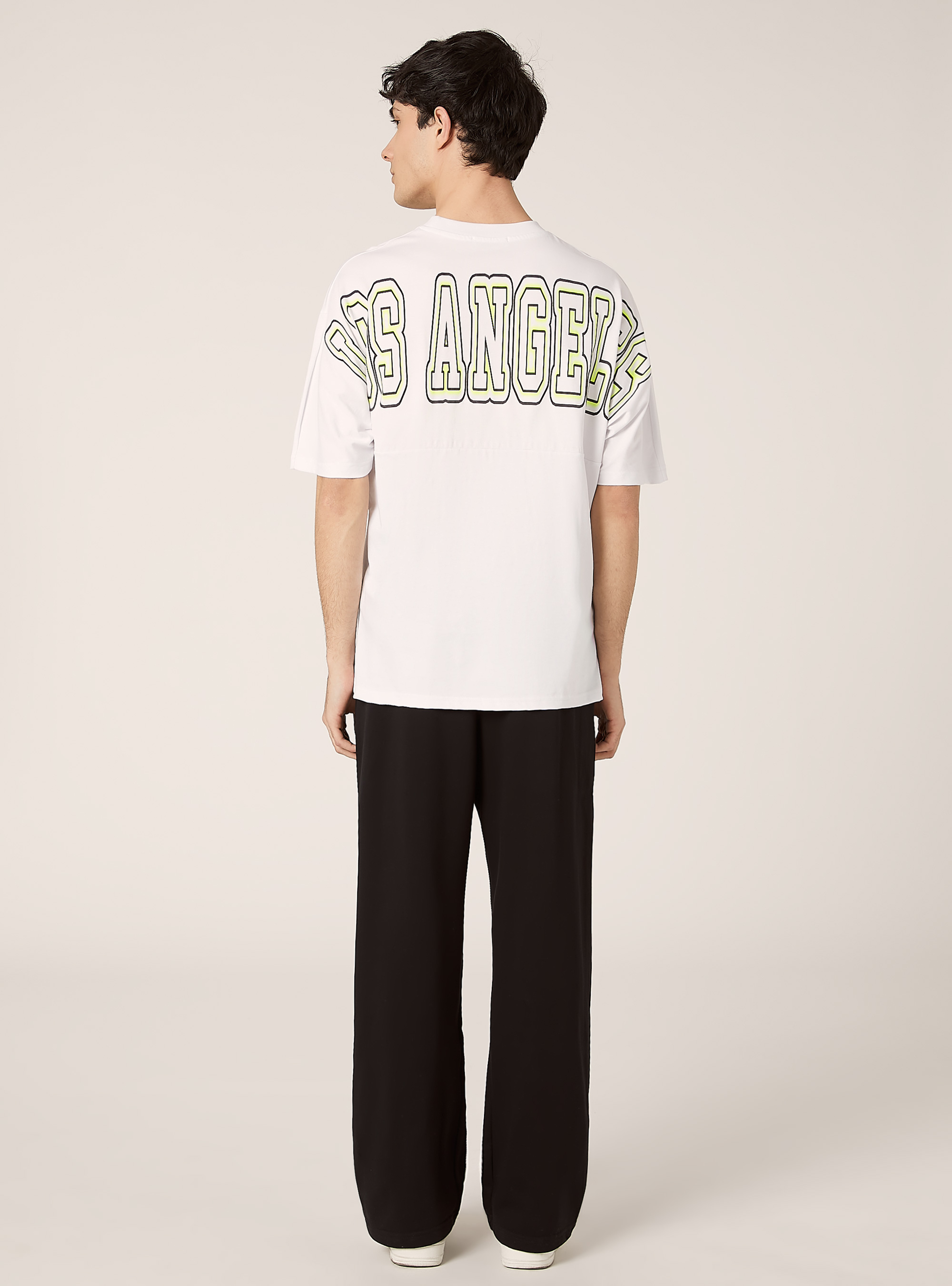 Camiseta boxy fit con estampado POP STATEMENT, WH3 WHITE