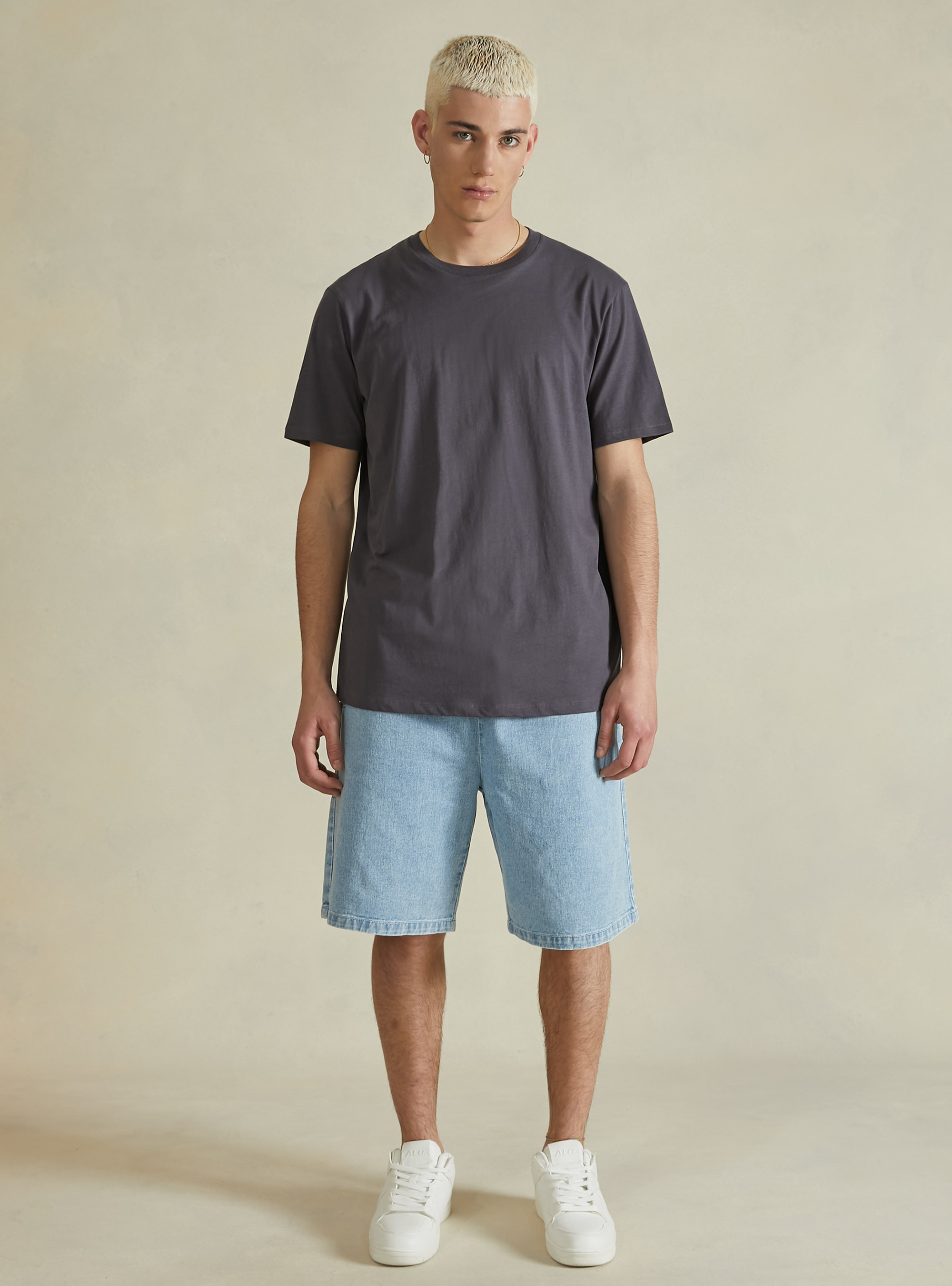 T-shirt en coton à col ras du cou, GY1 GREY DARK