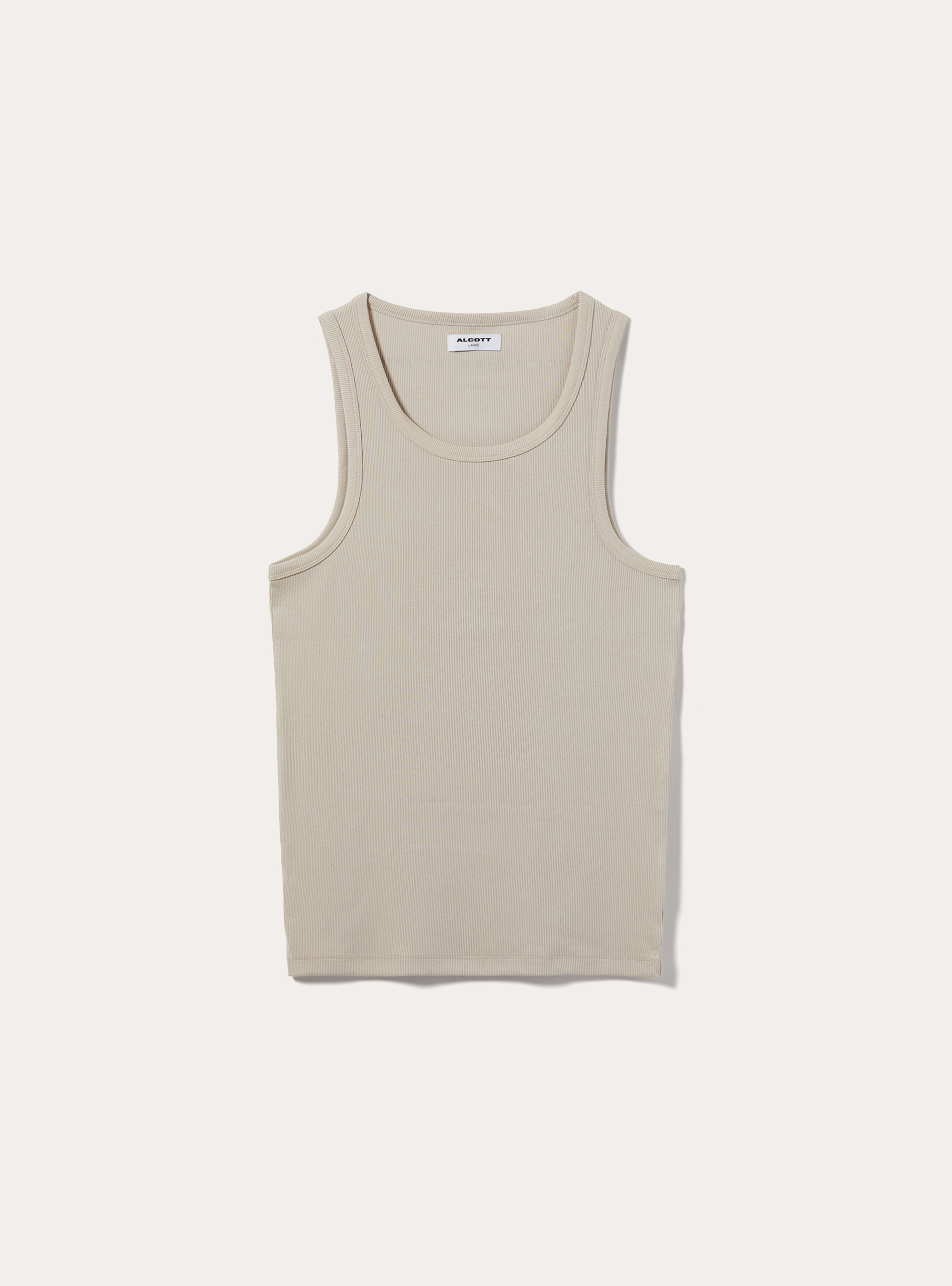 Set of two ribbed cotton tank tops, BG2 BEIGE MEDIUM