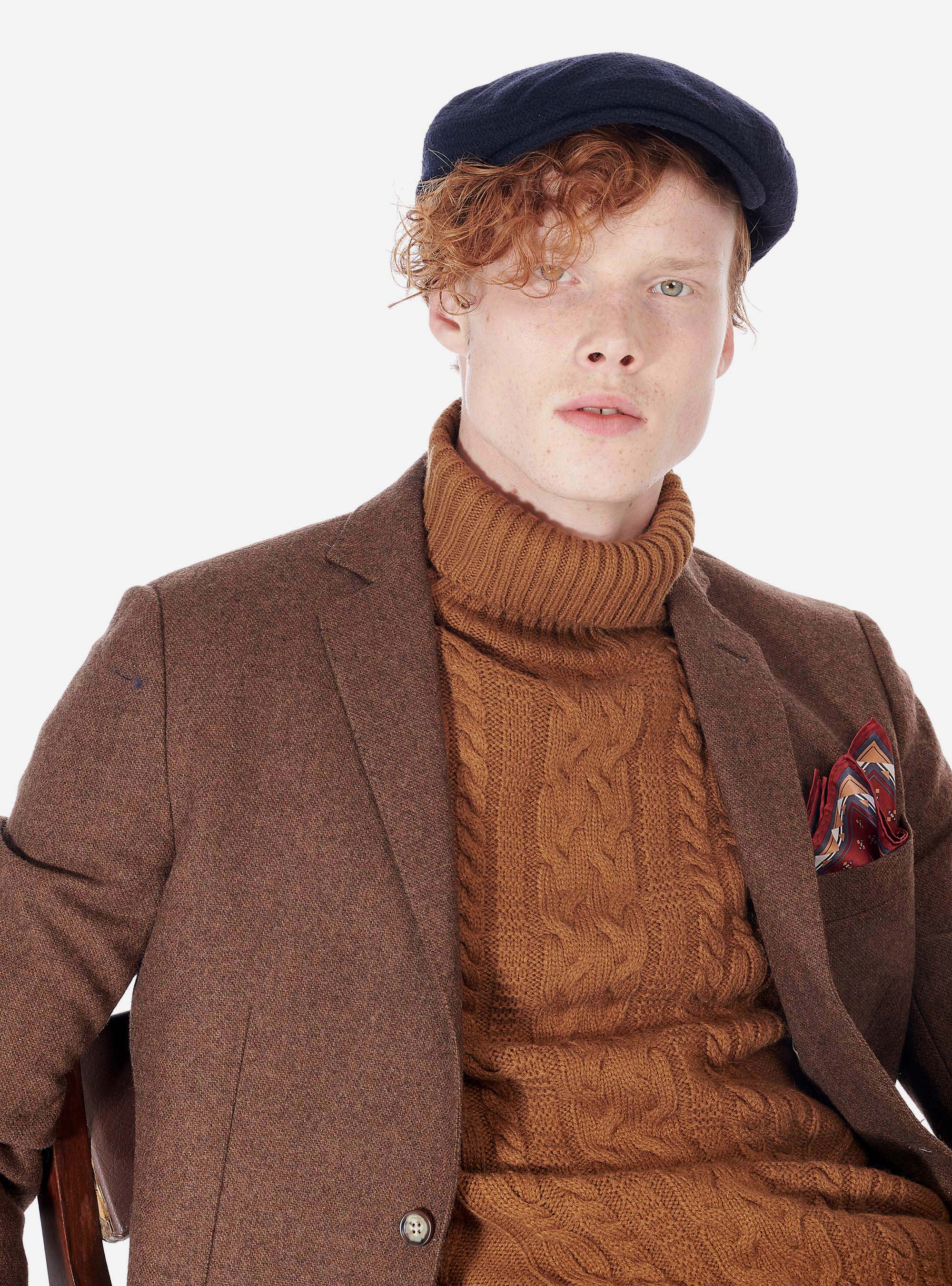 COPPOLA HATTERAS WOOL HERRINGBONE, NAVY BLUE