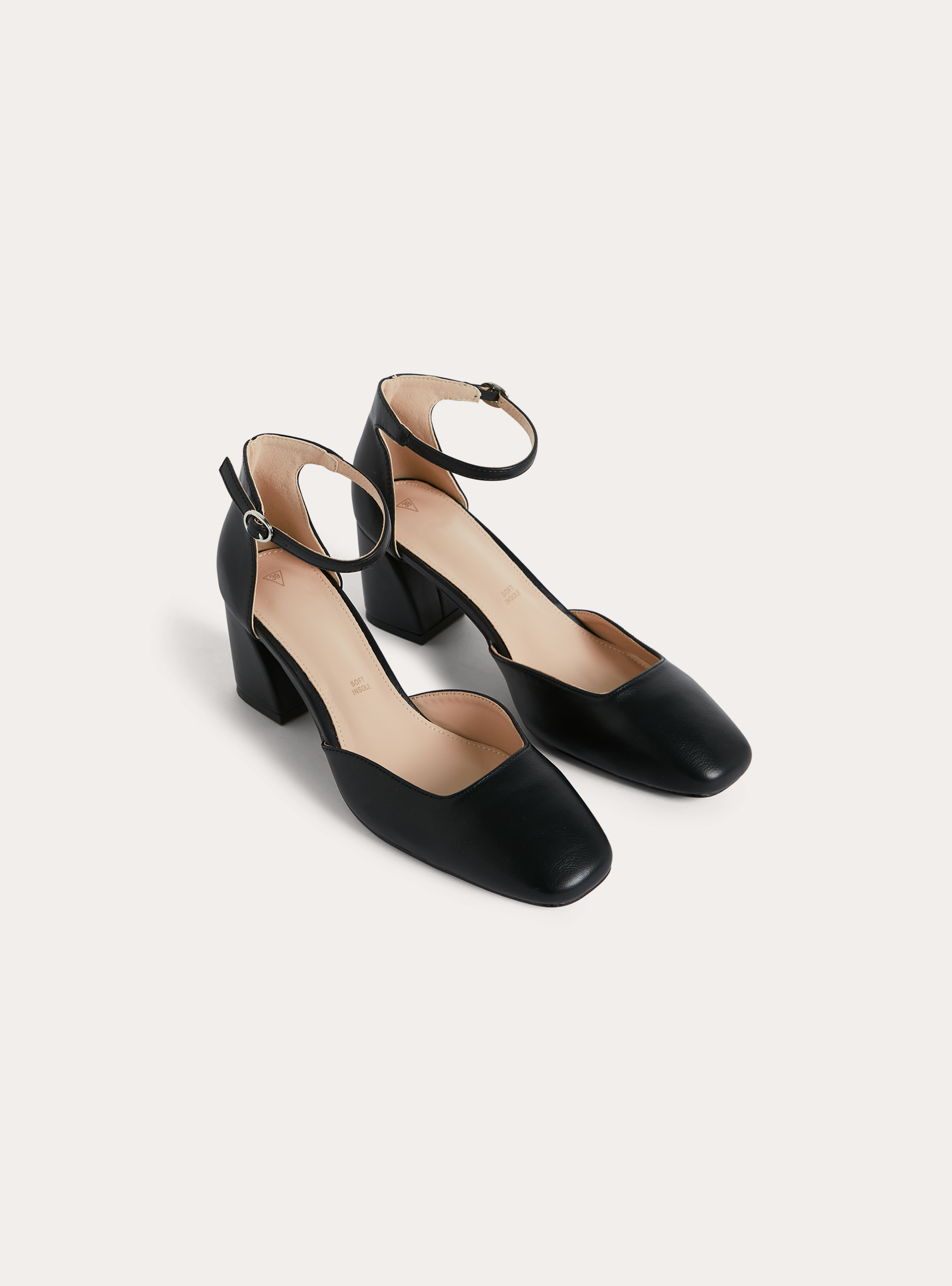 Decollete punta squadrata con cinturino, BK1 BLACK