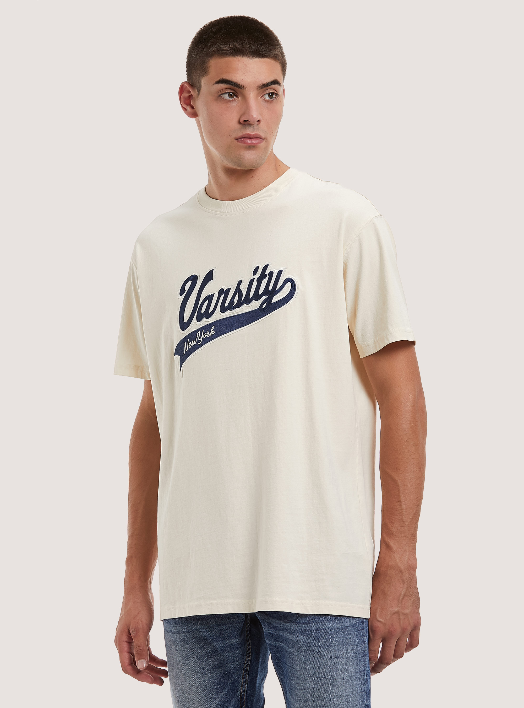 T-shirt with college patch, WH1 OFF WHITE