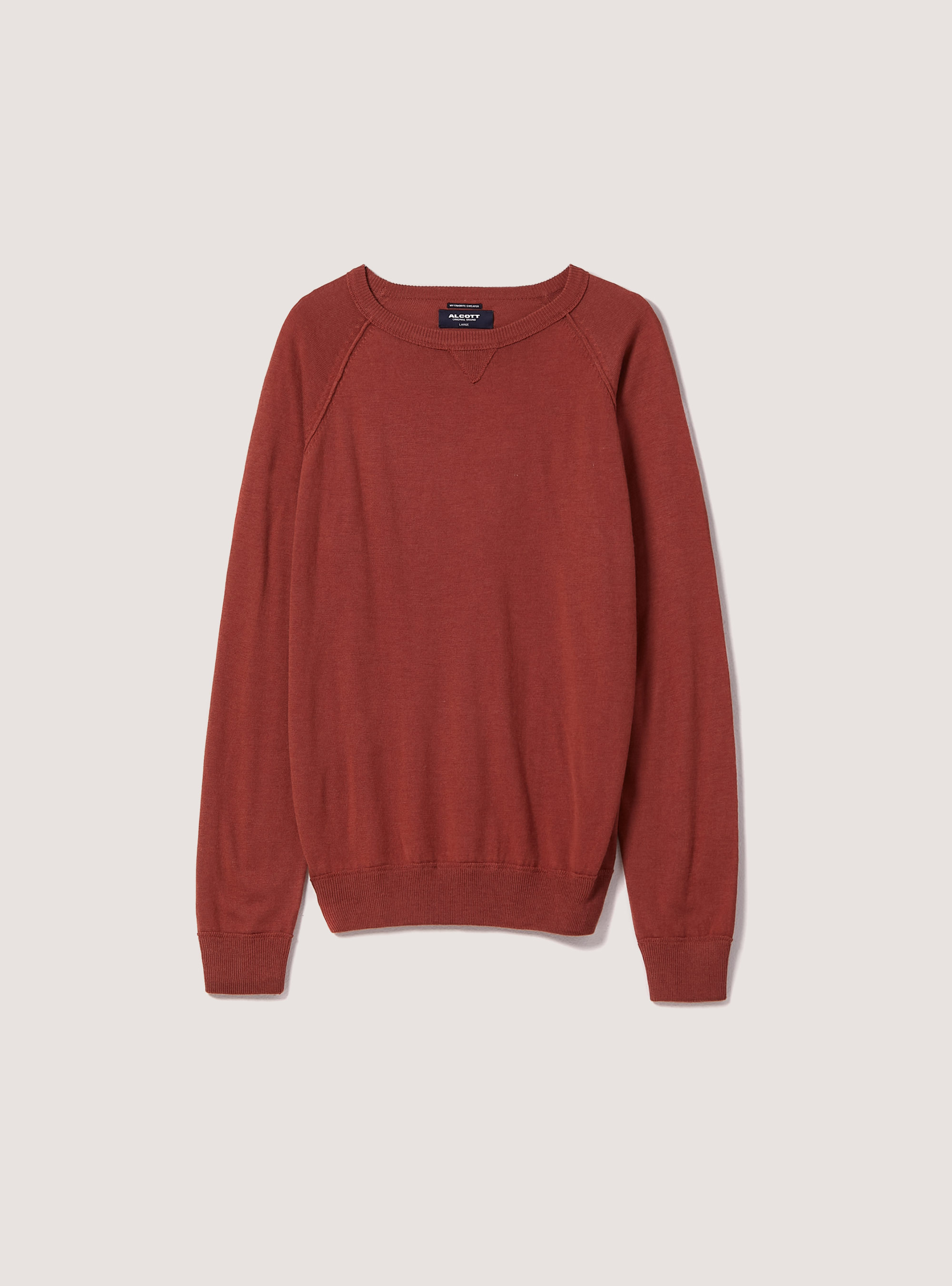 Plain-coloured crew-neck pullover, RT2 RUSTY MEDIUM