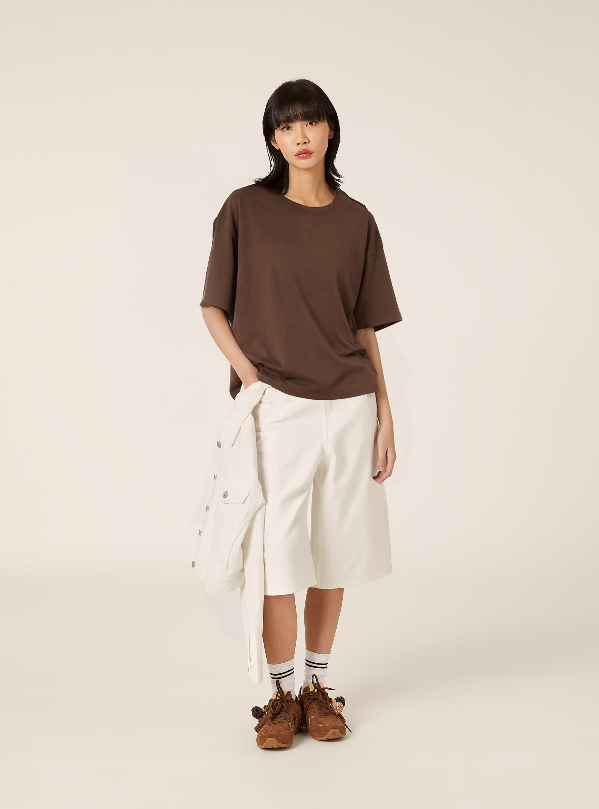 Bermudas jorts en denim de color, WH1 OFF WHITE