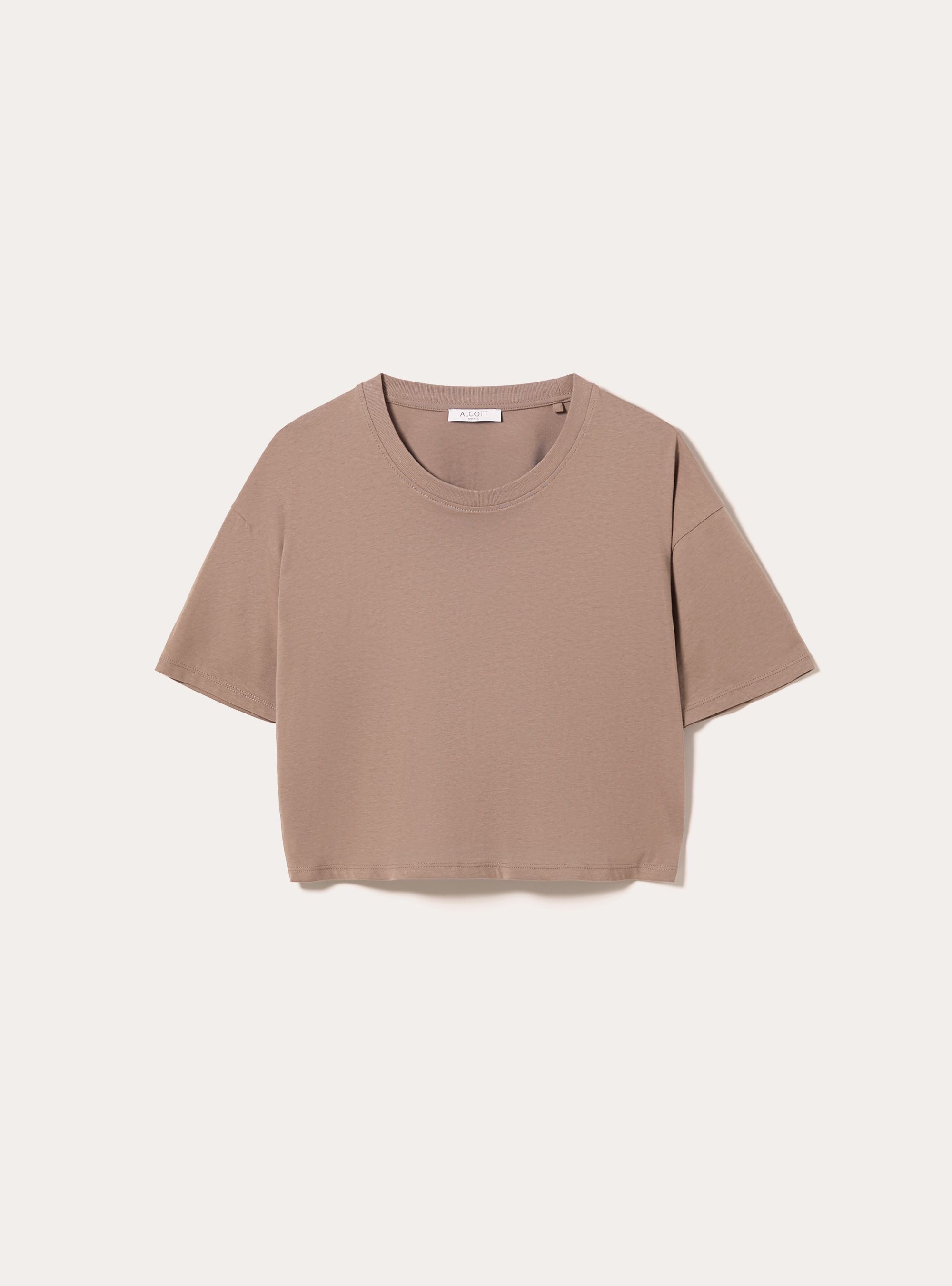 Cotton cropped t-shirt, BR3 BROWN LIGHT