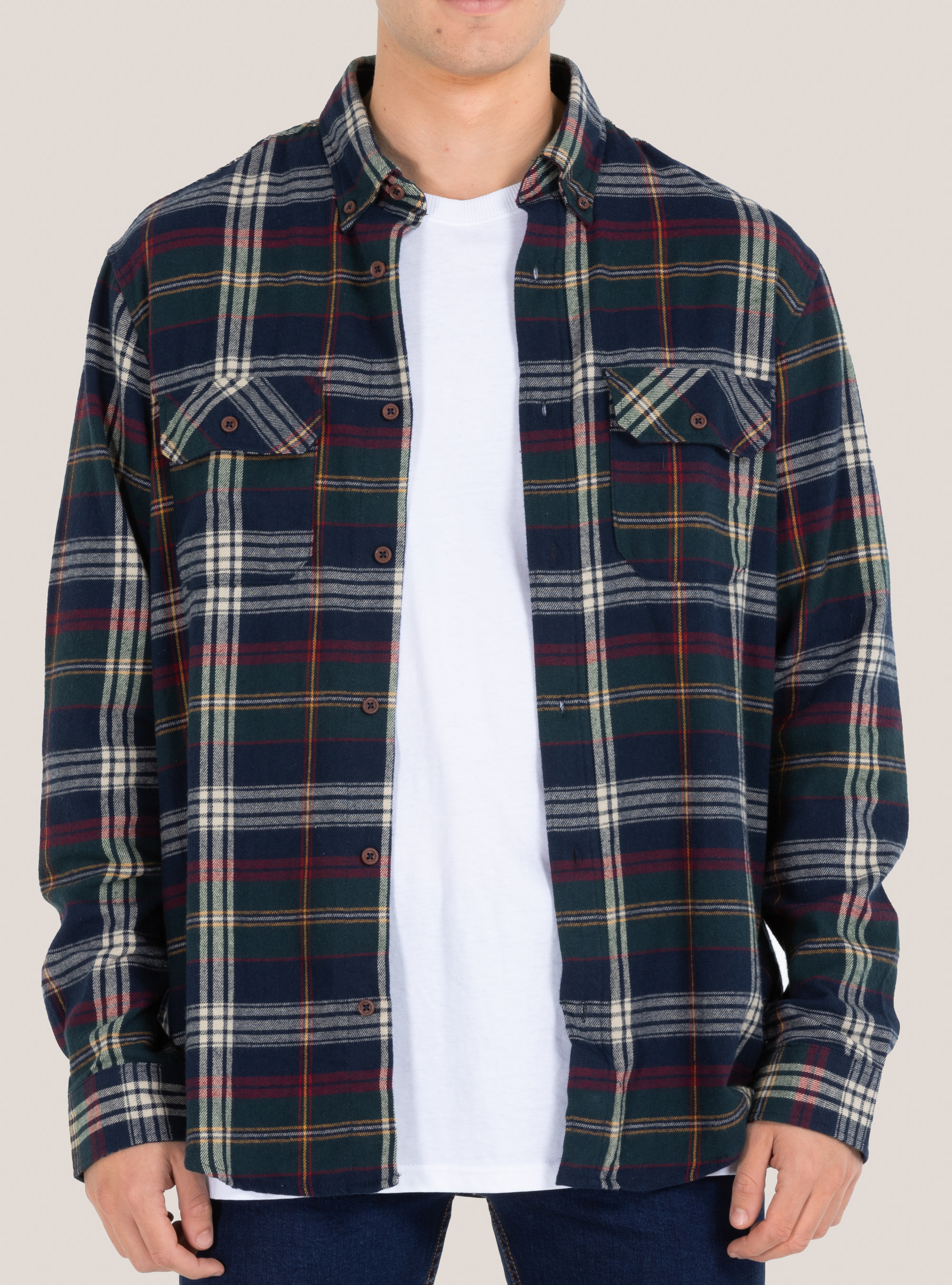 Camicia a quadri in flanella, C086 MILK