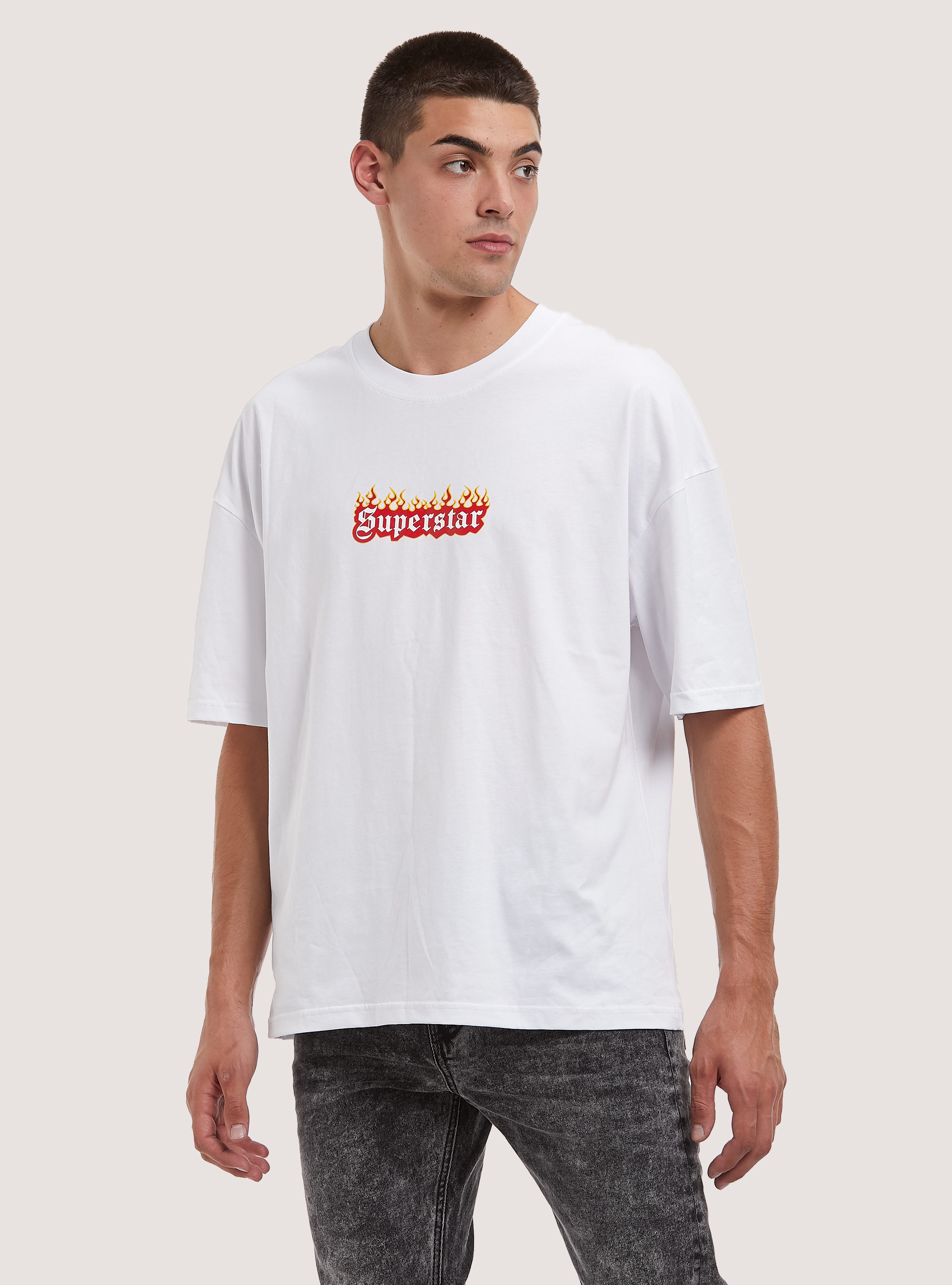 T-shirt with Flames Collection print, WH2 WHITE