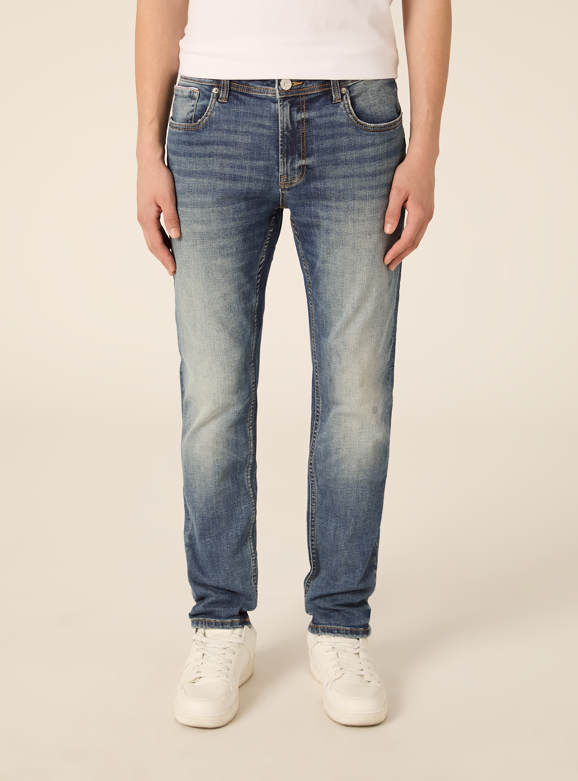 Skinny fit jeans, D101 BLUE MED OVERDYE
