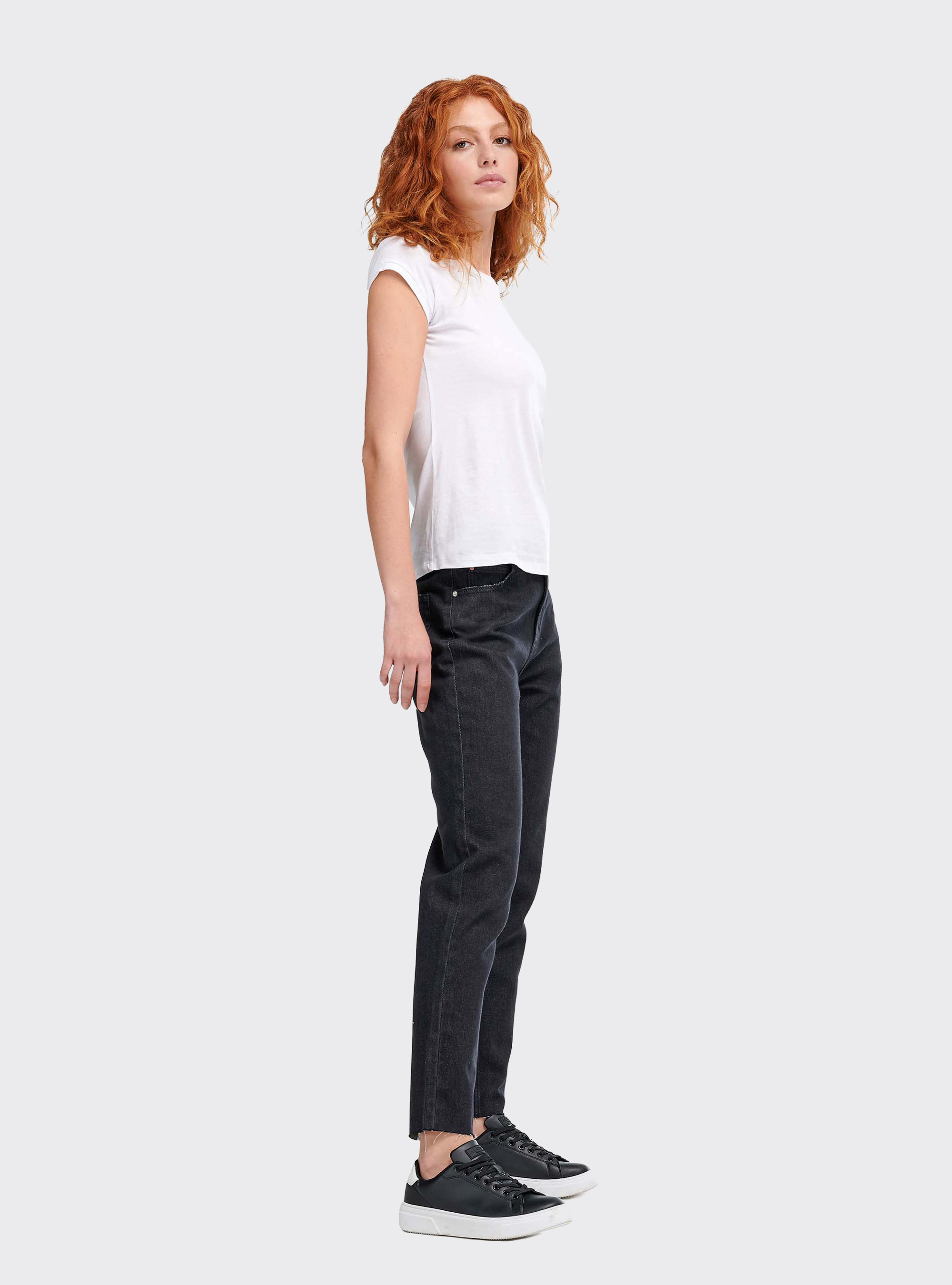 Jeans mom fit, C101 BLACK