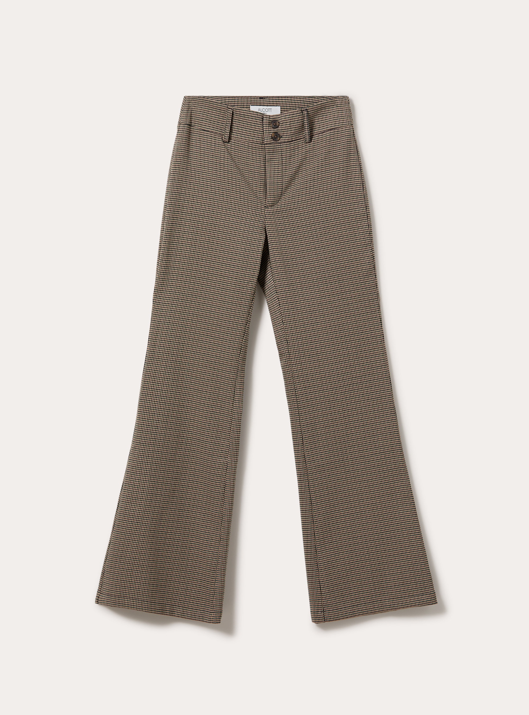 Pantaloni flare a vita bassa a fantasia, BG2 BEIGE MEDIUM
