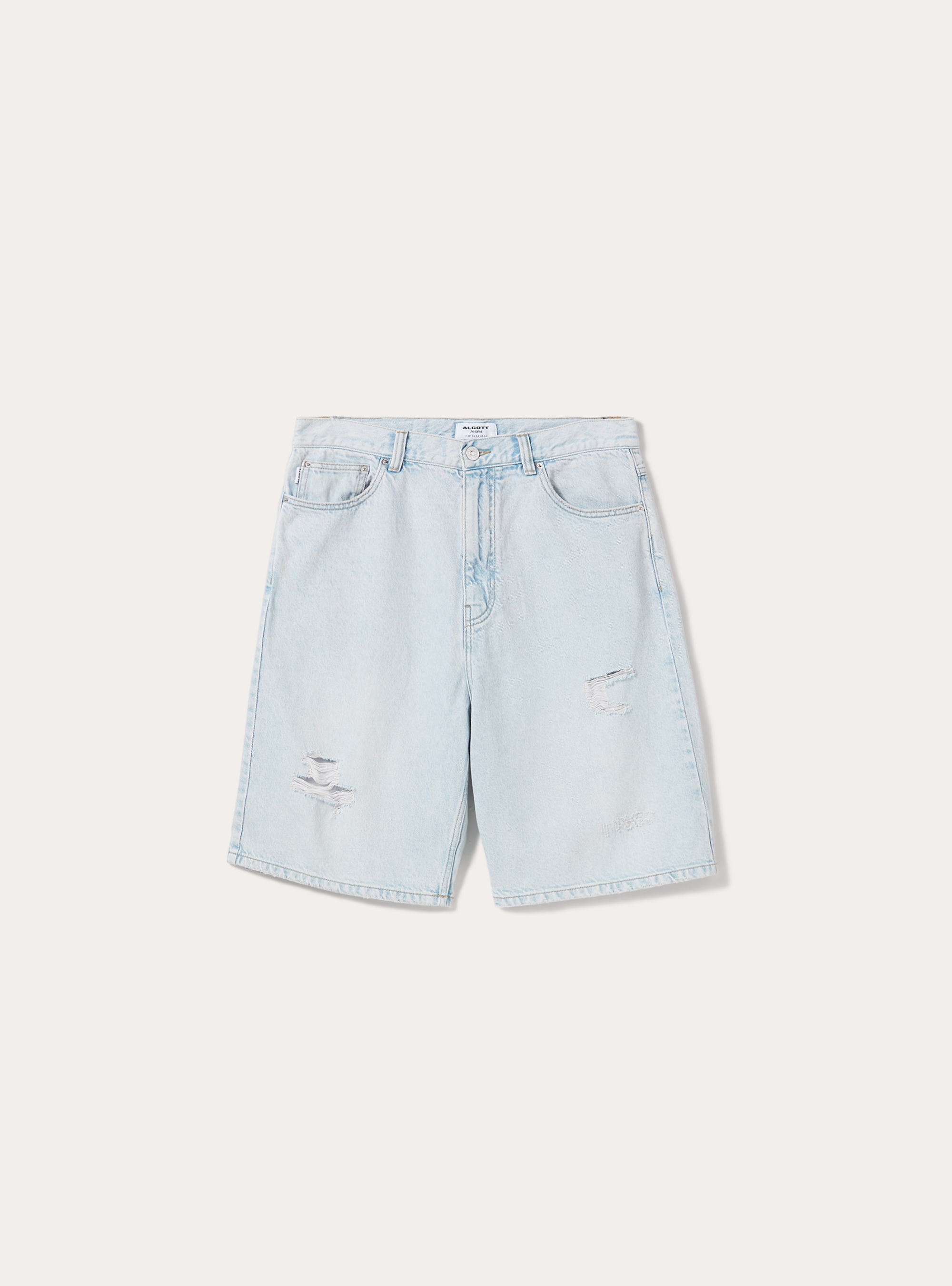 Loose Fit Denim Bermuda Shorts, D007 LIGHT AZURE