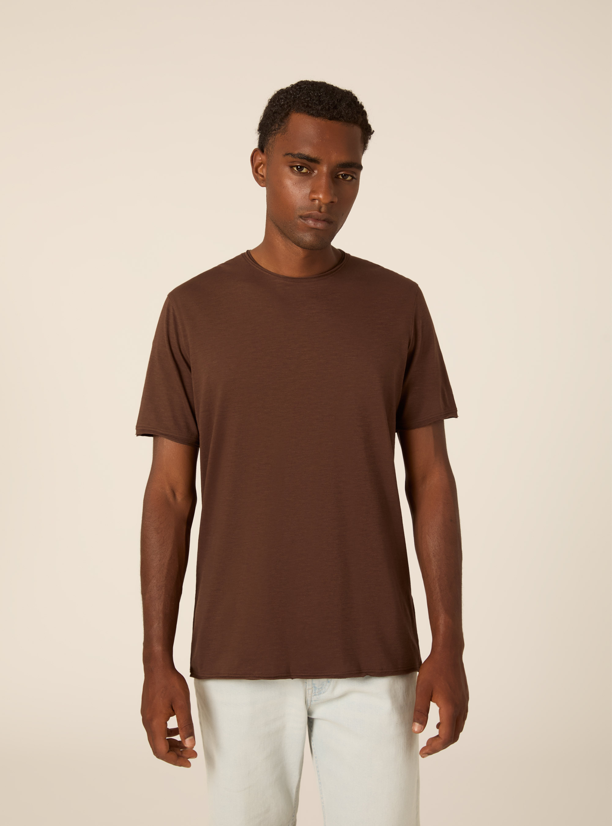 T-shirt slub tinta unita, BR2 BROWN MEDIUM