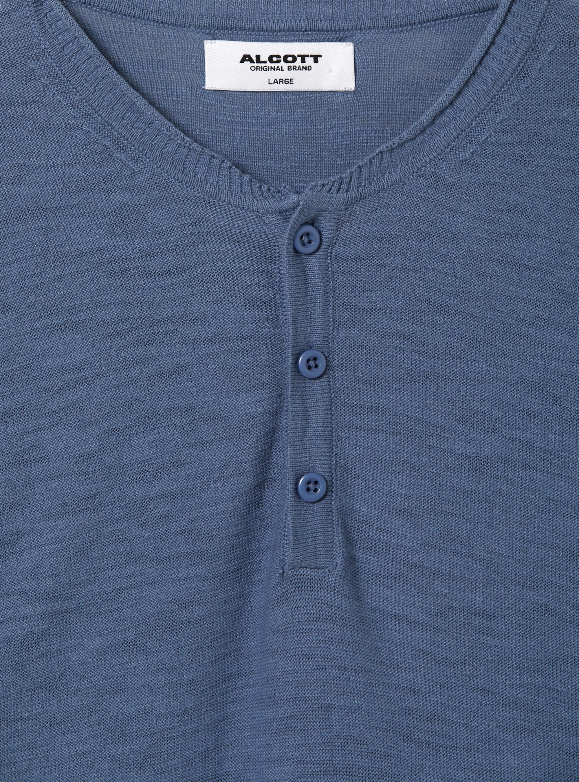 Short-sleeved serafino pullover, BL2 BLUE MEDIUM